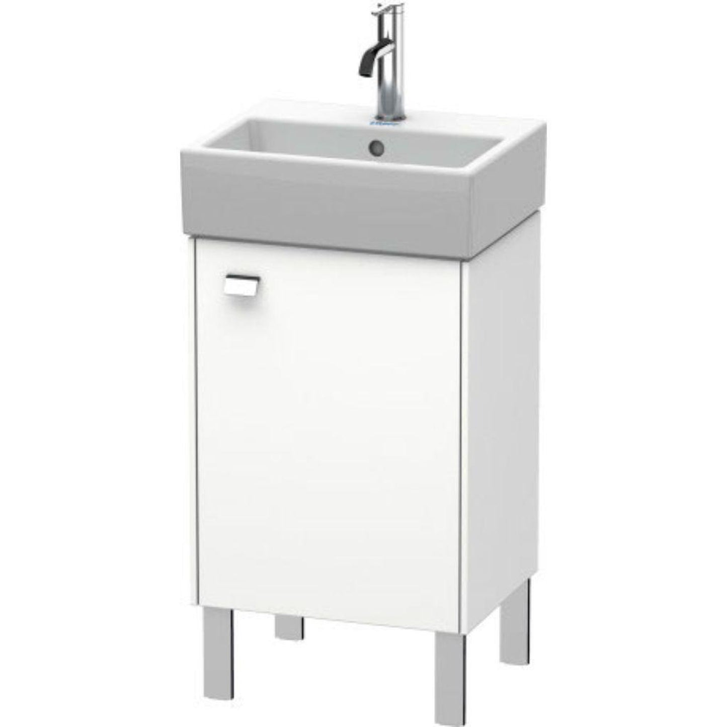 Duravit Brioso 17" x 22" x 13" Floor Standing Vanity Unit With Right Hinge One Door Cabinet in White Matt and Chrome Handle