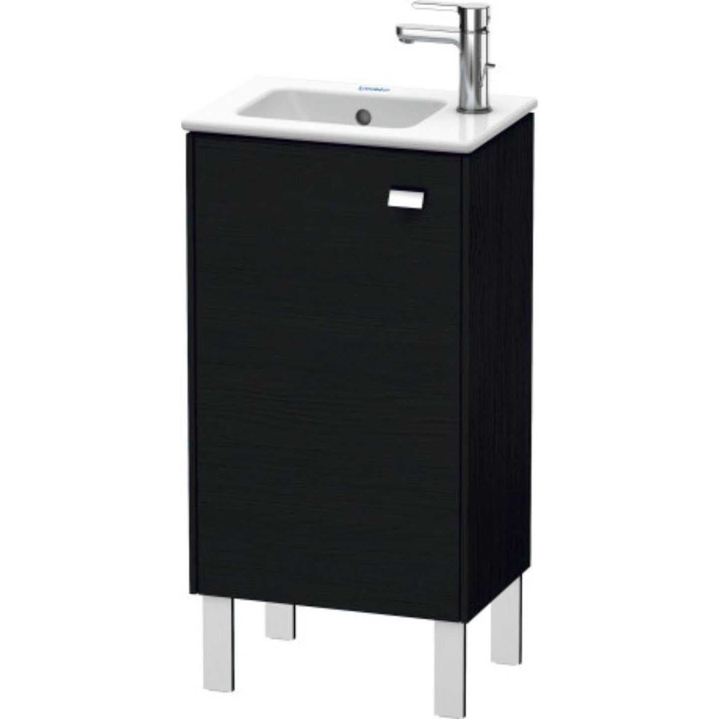 Duravit Brioso 17" x 27" x 11" Floor Standing Vanity Unit With Left Hinge One Door Cabinet in Black Oak and Chrome Handle