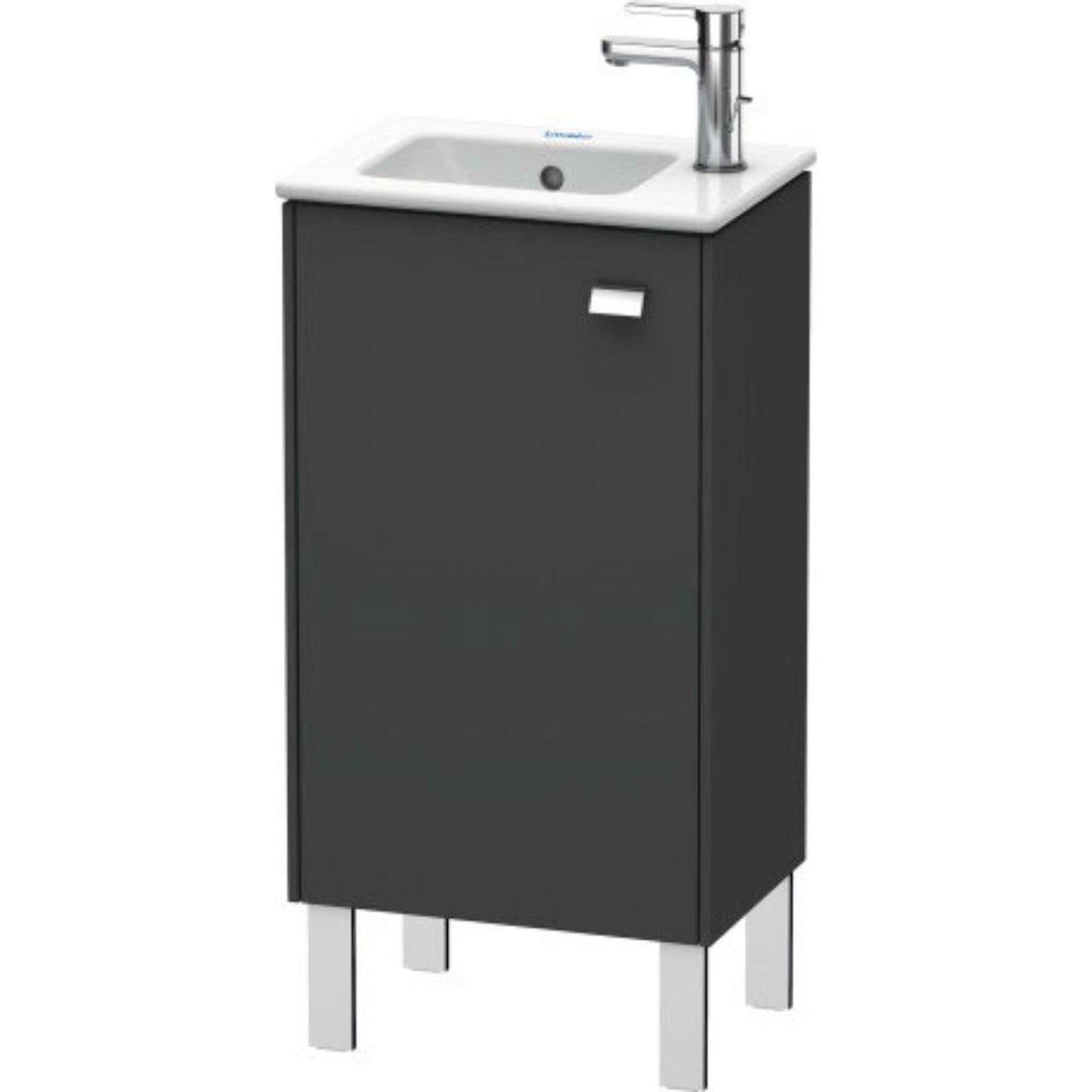 Duravit Brioso 17" x 27" x 11" Floor Standing Vanity Unit With Left Hinge One Door Cabinet in Graphite Matt and Chrome Handle
