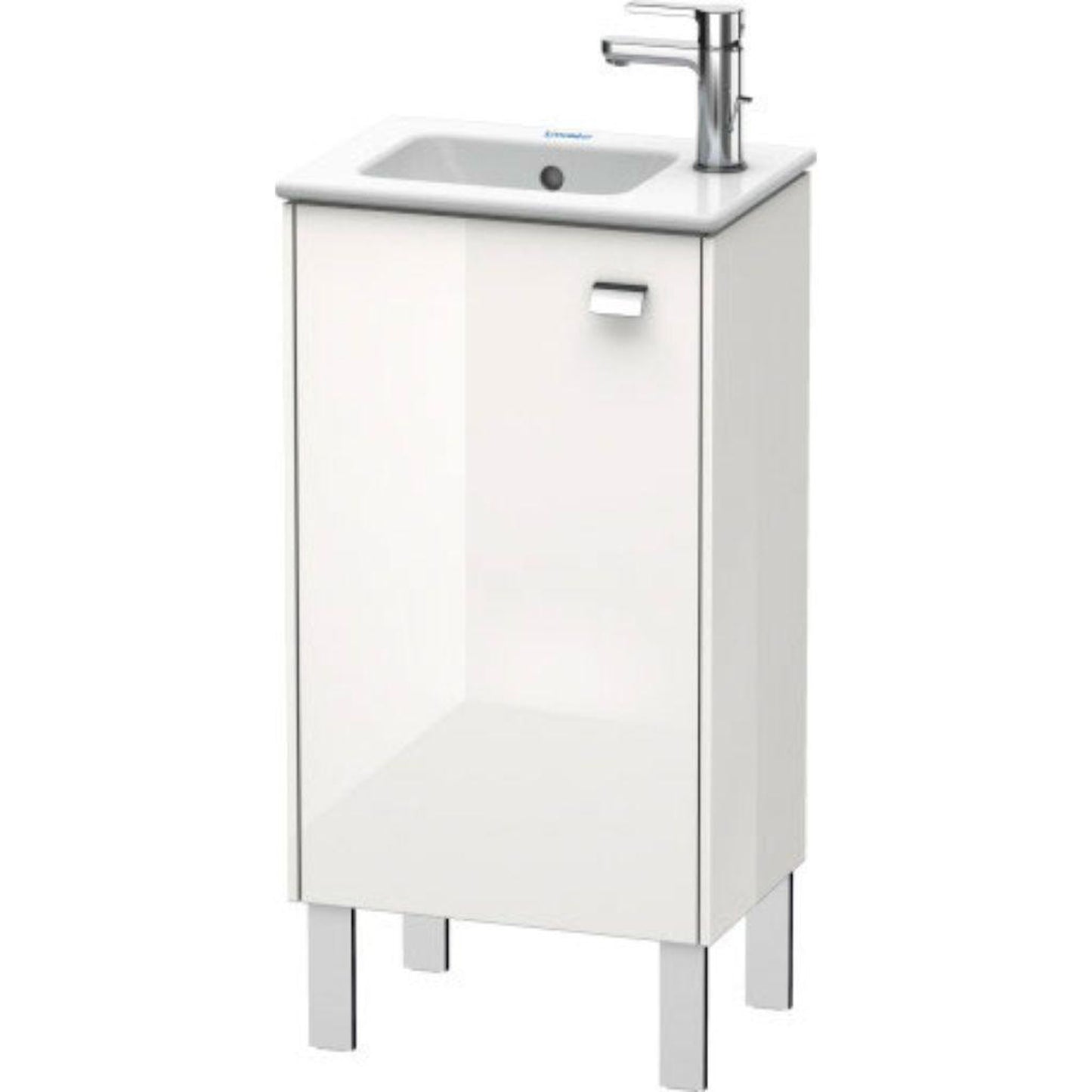 Duravit Brioso 17" x 27" x 11" Floor Standing Vanity Unit With Left Hinge One Door Cabinet in White High Gloss and Chrome Handle