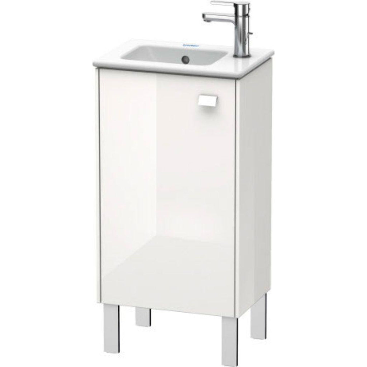 Duravit Brioso 17" x 27" x 11" Floor Standing Vanity Unit With Left Hinge One Door Cabinet in White High Gloss
