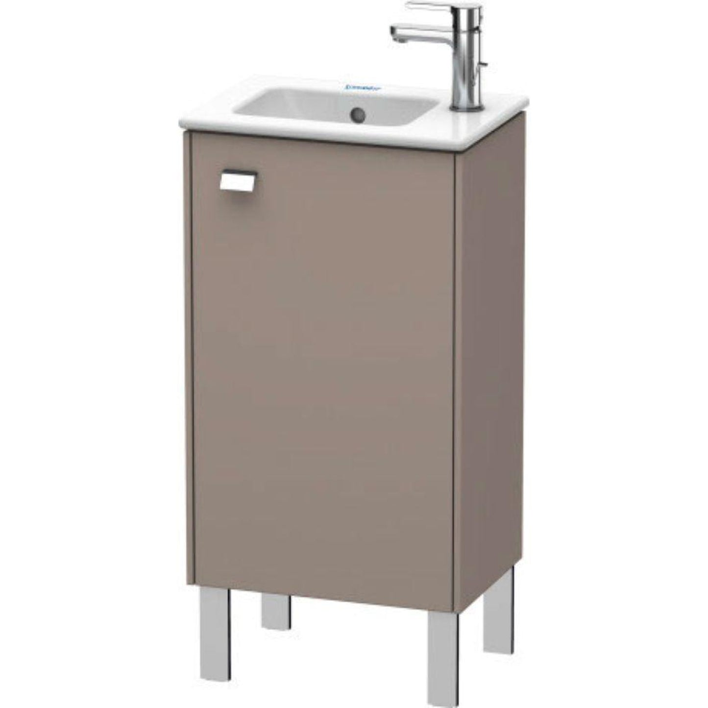Duravit Brioso 17" x 27" x 11" Floor Standing Vanity Unit With Right Hinge One Door Cabinet in Basalt Matt and Chrome Handle