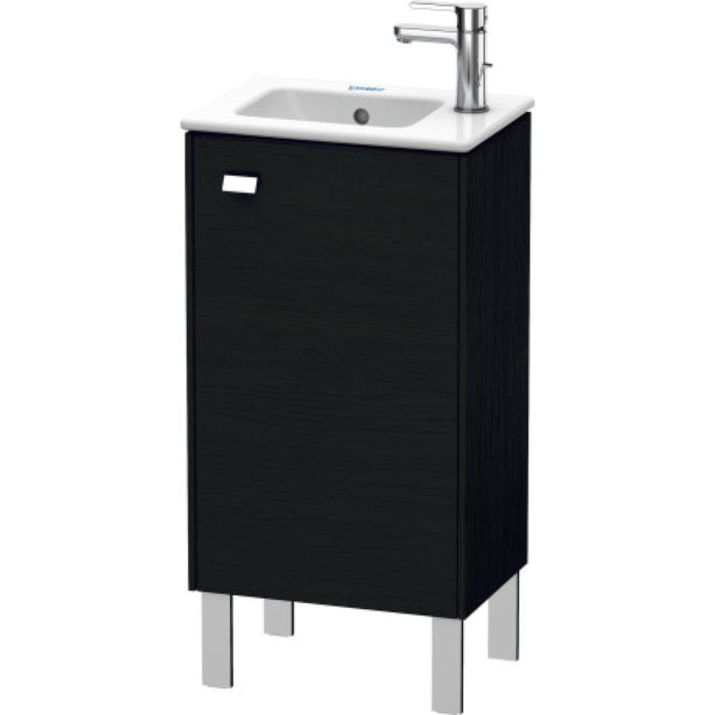 Duravit Brioso 17" x 27" x 11" Floor Standing Vanity Unit With Right Hinge One Door Cabinet in Black Oak and Chrome Handle