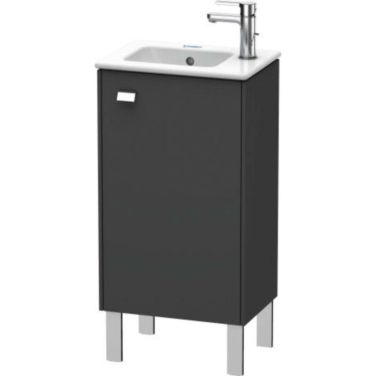 Duravit Brioso 17" x 27" x 11" Floor Standing Vanity Unit With Right Hinge One Door Cabinet in Graphite Matt and Chrome Handle