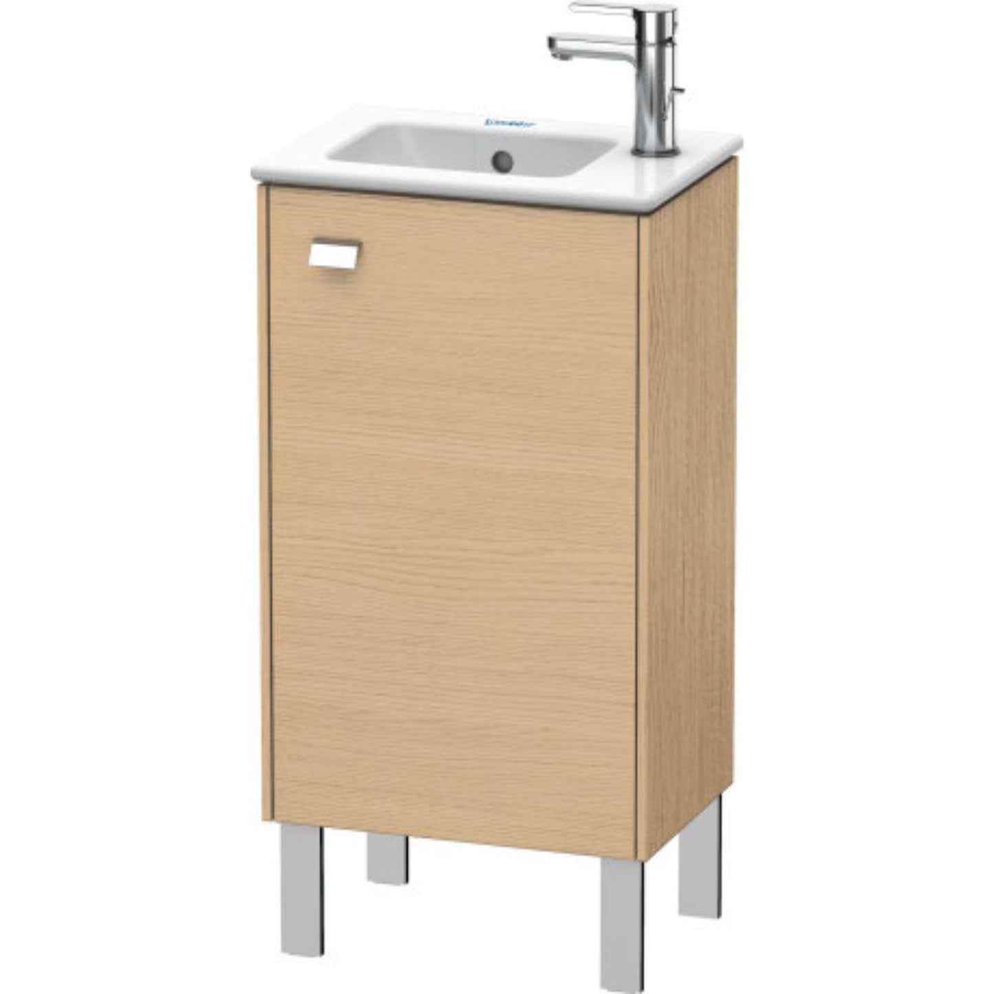 Duravit Brioso 17" x 27" x 11" Floor Standing Vanity Unit With Right Hinge One Door Cabinet in Natural Oak and Chrome Handle