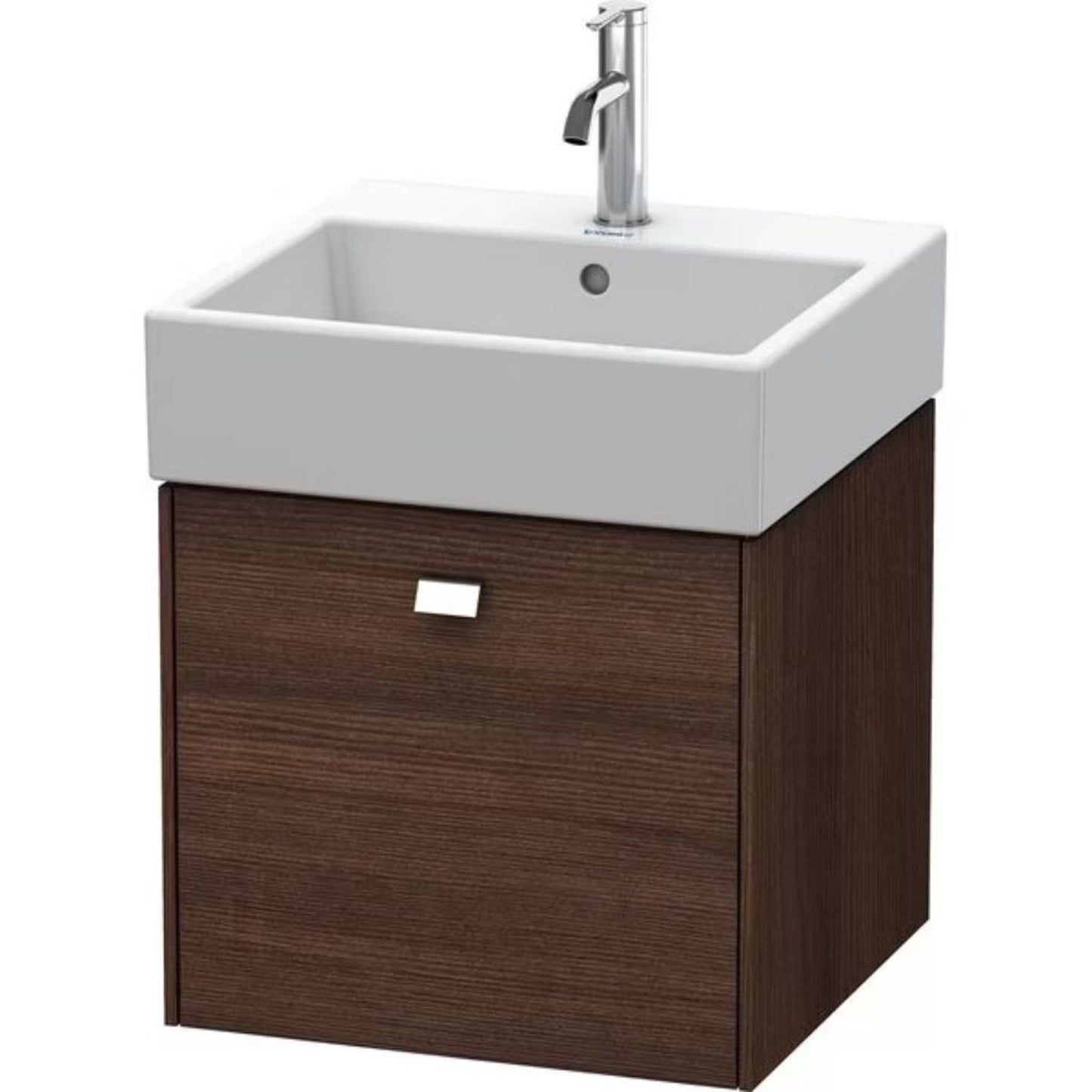 Duravit Brioso 19" x 17" x 18" One Drawer Wall-Mount Vanity Unit in Chestnut Dark and Chrome Handle