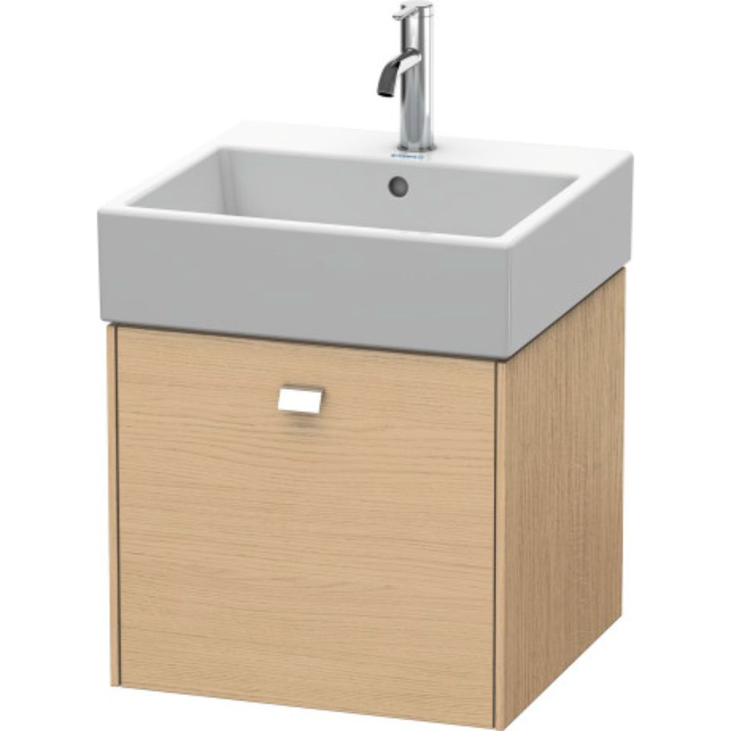 Duravit Brioso 19" x 17" x 18" One Drawer Wall-Mount Vanity Unit in Natural Oak and Chrome Handle