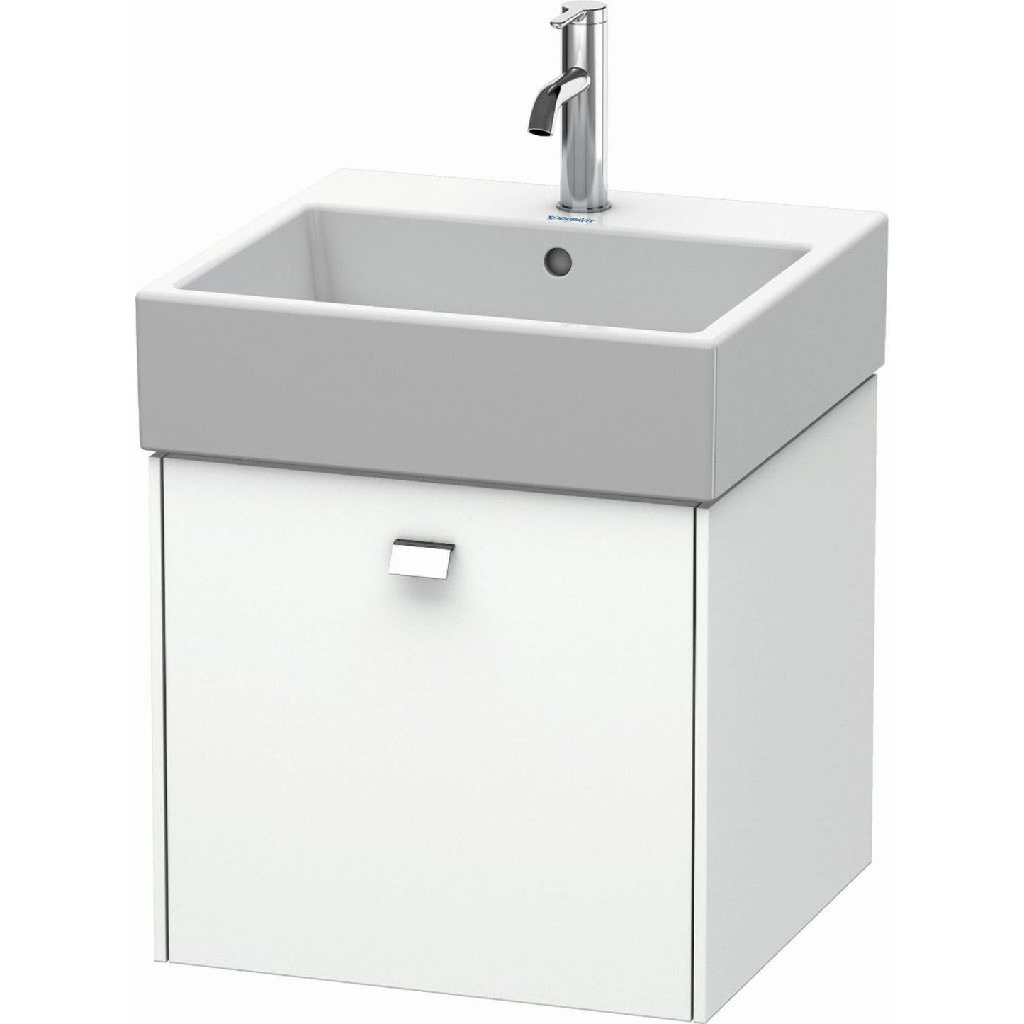 Duravit Brioso 19" x 17" x 18" One Drawer Wall-Mount Vanity Unit in White Matt and Chrome Handle