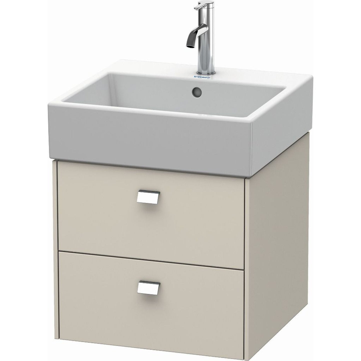 Duravit Brioso 19" x 17" x 18" Two Drawer Wall-Mount Vanity Unit in Taupe and Chrome Handle