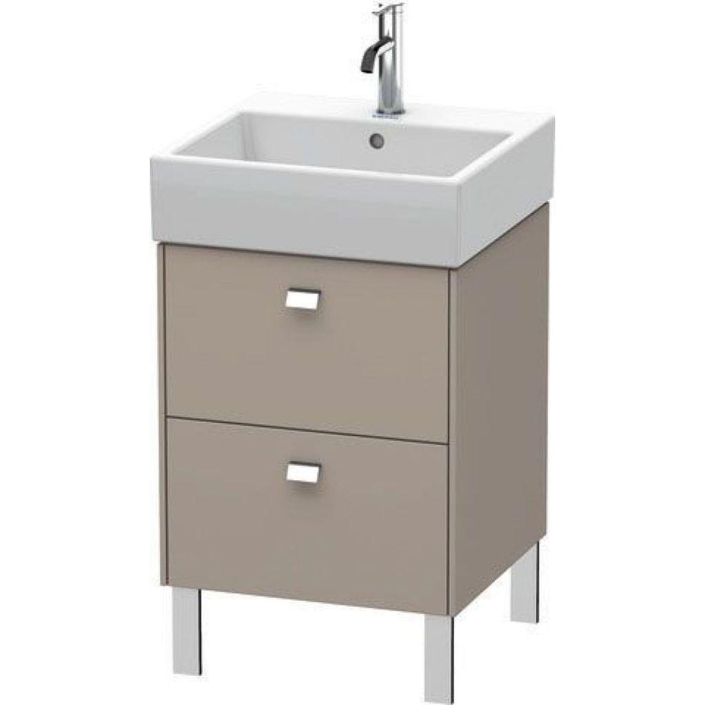 Duravit Brioso 19" x 22" x 18" Two Drawer Floor Standing Vanity Unit in Basalt Matt and Chrome Handle