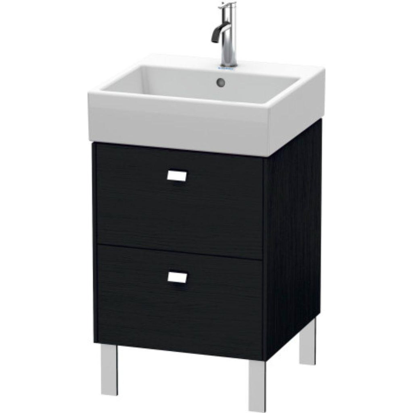 Duravit Brioso 19" x 22" x 18" Two Drawer Floor Standing Vanity Unit in Black Oak and Chrome Handle