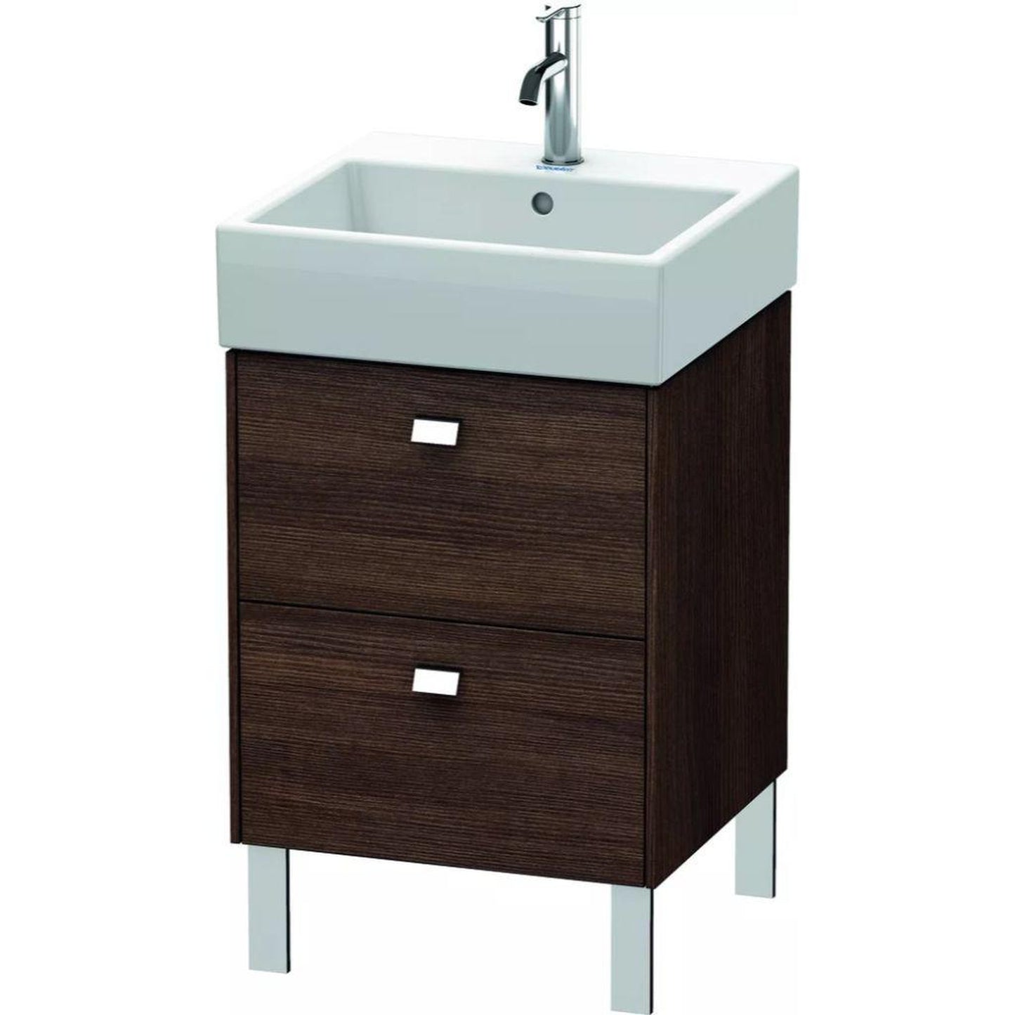 Duravit Brioso 19" x 22" x 18" Two Drawer Floor Standing Vanity Unit in Chestnut Dark and Chrome Handle