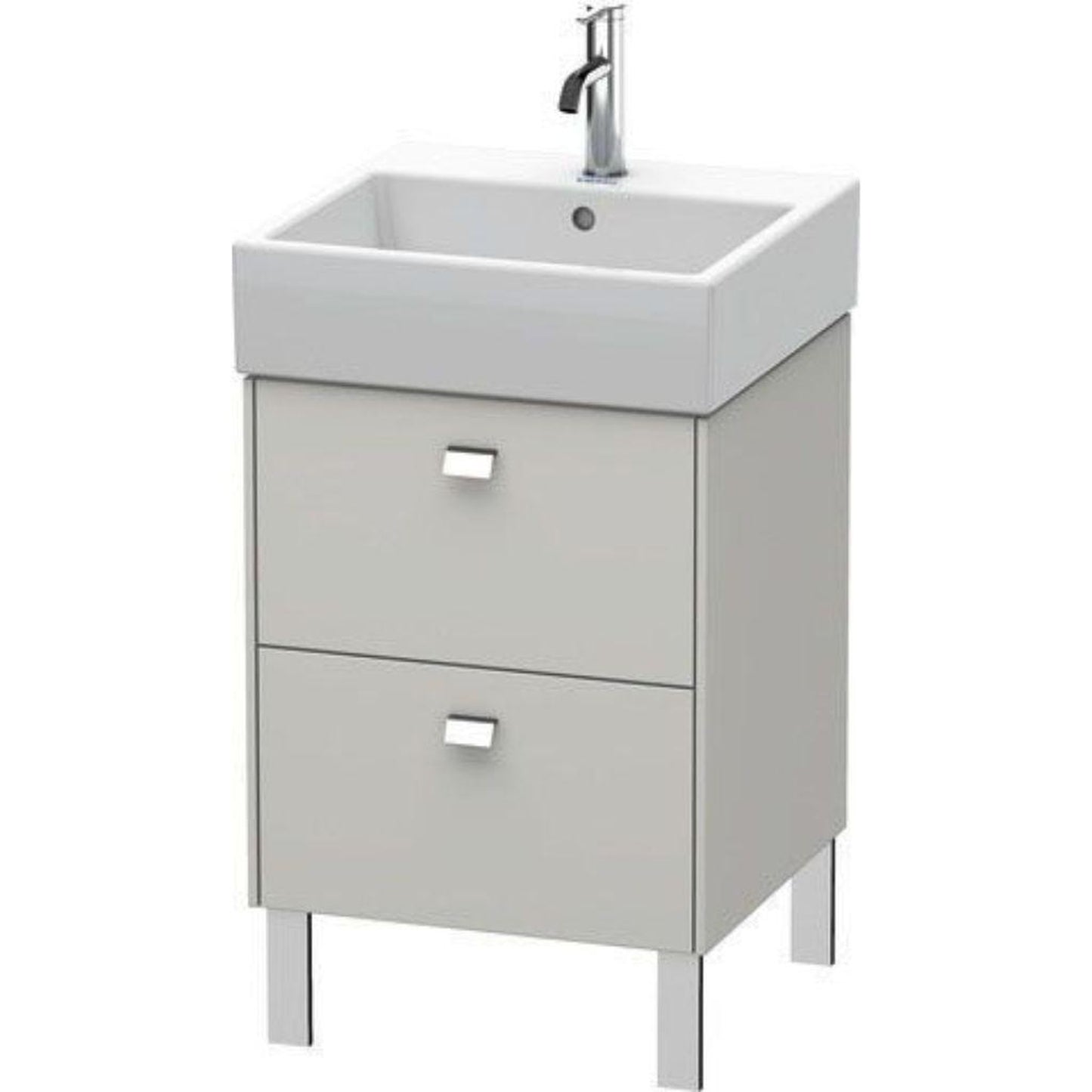Duravit Brioso 19" x 22" x 18" Two Drawer Floor Standing Vanity Unit in Concrete Grey Matt and Chrome Handle