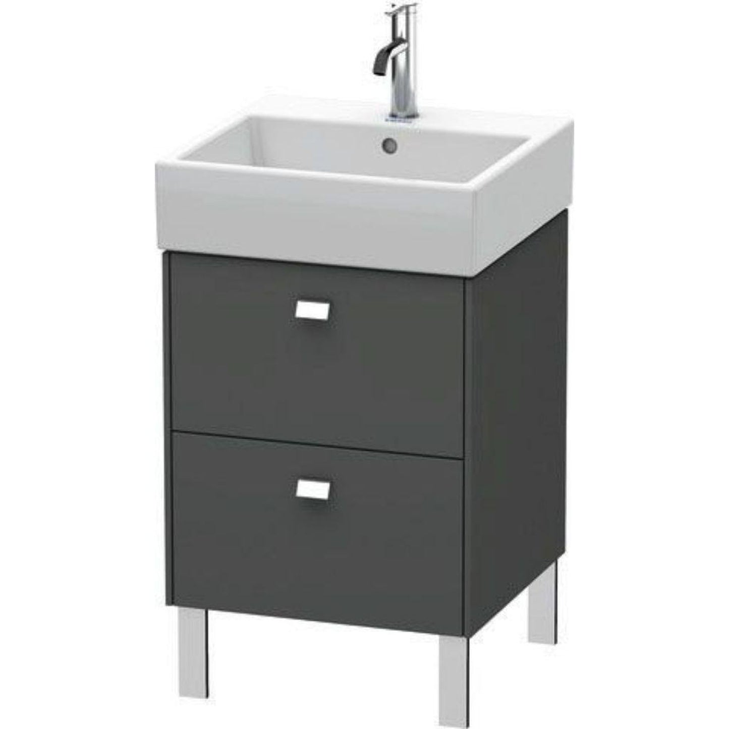 Duravit Brioso 19" x 22" x 18" Two Drawer Floor Standing Vanity Unit in Graphite Matt and Chrome Handle