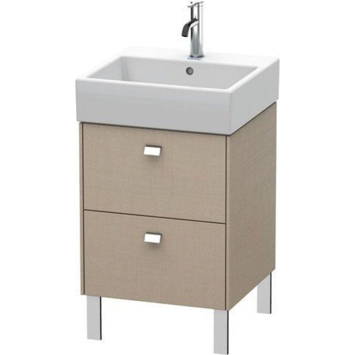 Duravit Brioso 19" x 22" x 18" Two Drawer Floor Standing Vanity Unit in Linen and Chrome Handle