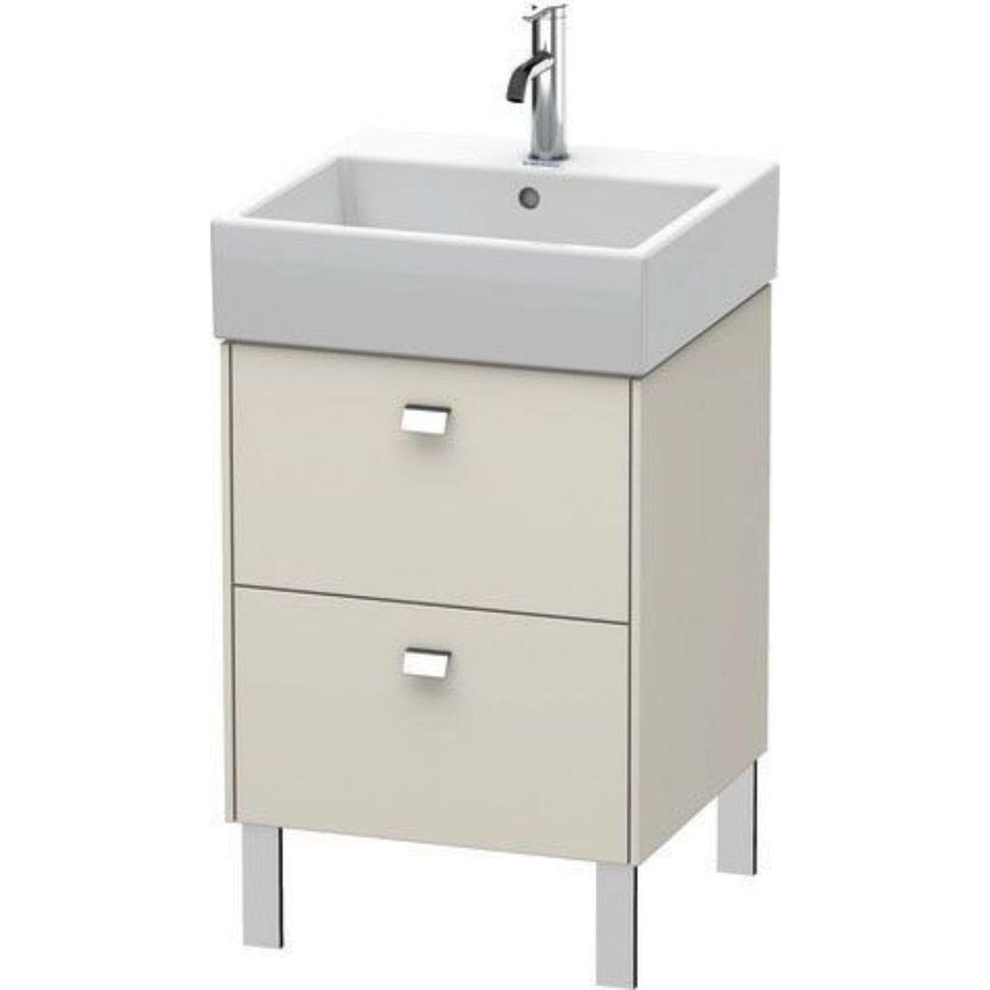 Duravit Brioso 19" x 22" x 18" Two Drawer Floor Standing Vanity Unit in Taupe and Chrome Handle