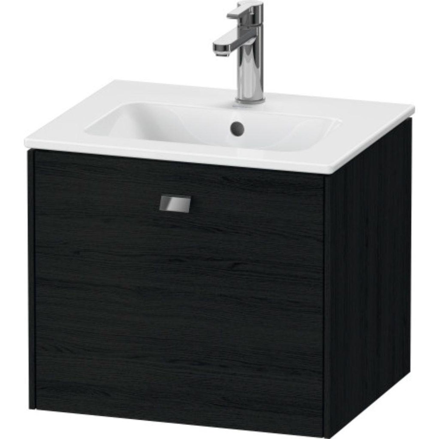 Duravit Brioso 20" x 17" x 16" One Drawer Wall-Mount Vanity Unit in Black Oak and Chrome Handle