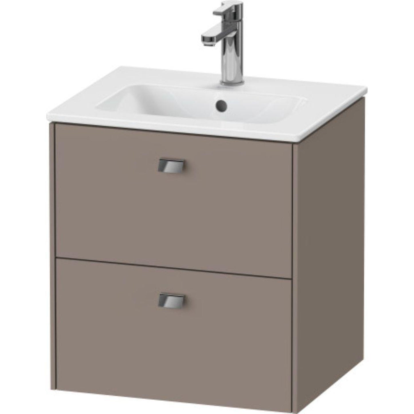 Duravit Brioso 20" x 22" x 16" Two Drawer Wall-Mount Vanity Unit in Basalt Matt and Chrome Handle