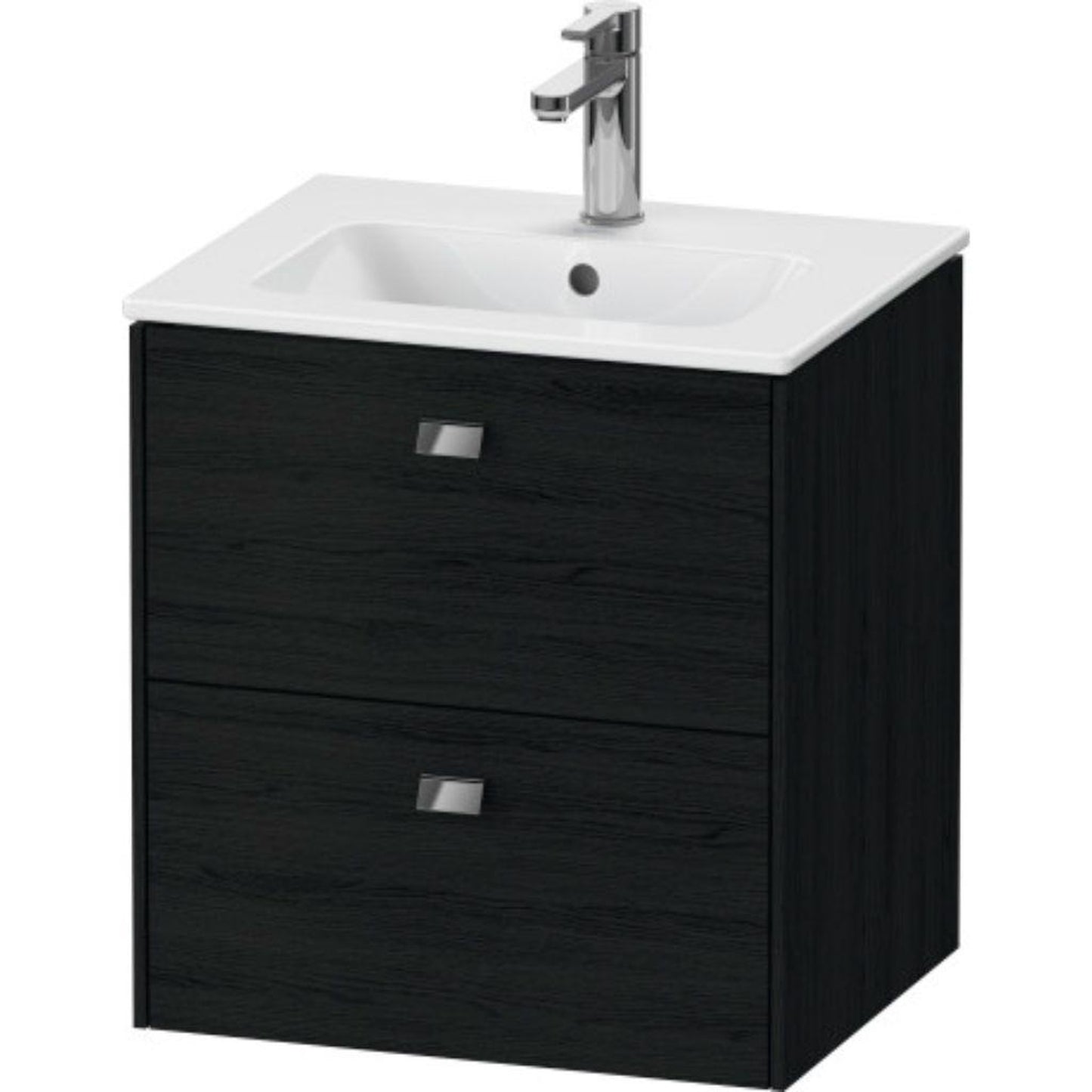 Duravit Brioso 20" x 22" x 16" Two Drawer Wall-Mount Vanity Unit in Black Oak and Chrome Handle