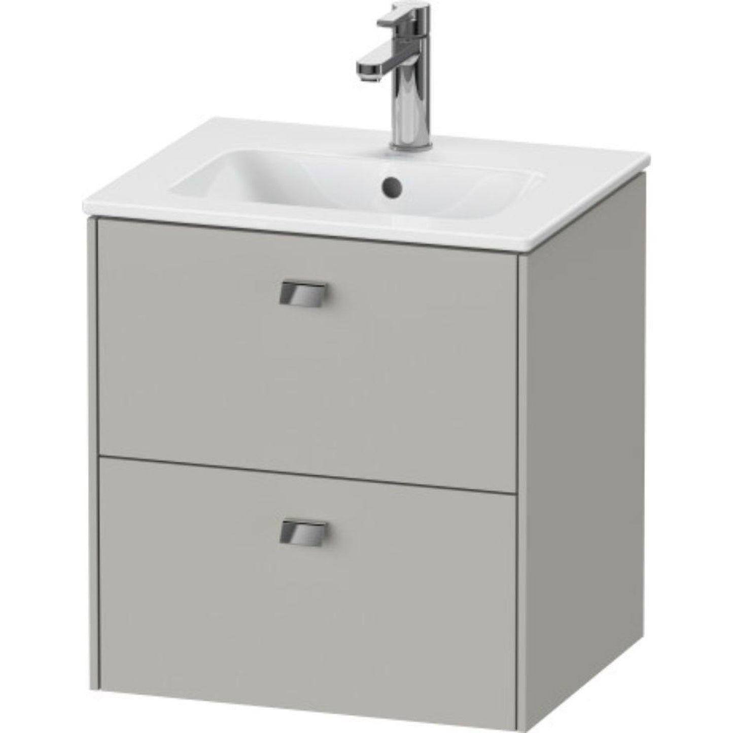 Duravit Brioso 20" x 22" x 16" Two Drawer Wall-Mount Vanity Unit in Concrete Grey Matt and Chrome Handle