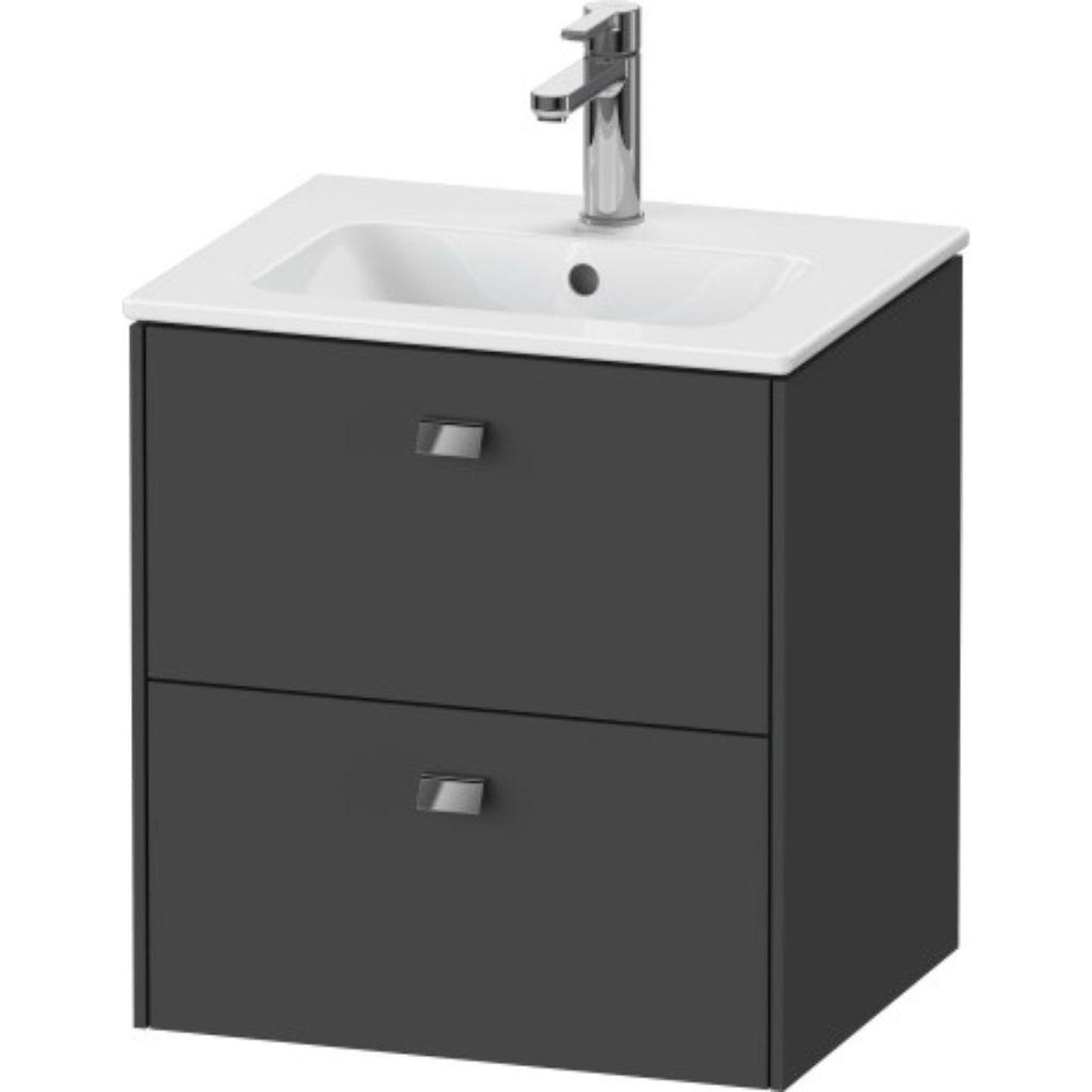 Duravit Brioso 20" x 22" x 16" Two Drawer Wall-Mount Vanity Unit in Graphite Matt and Chrome Handle