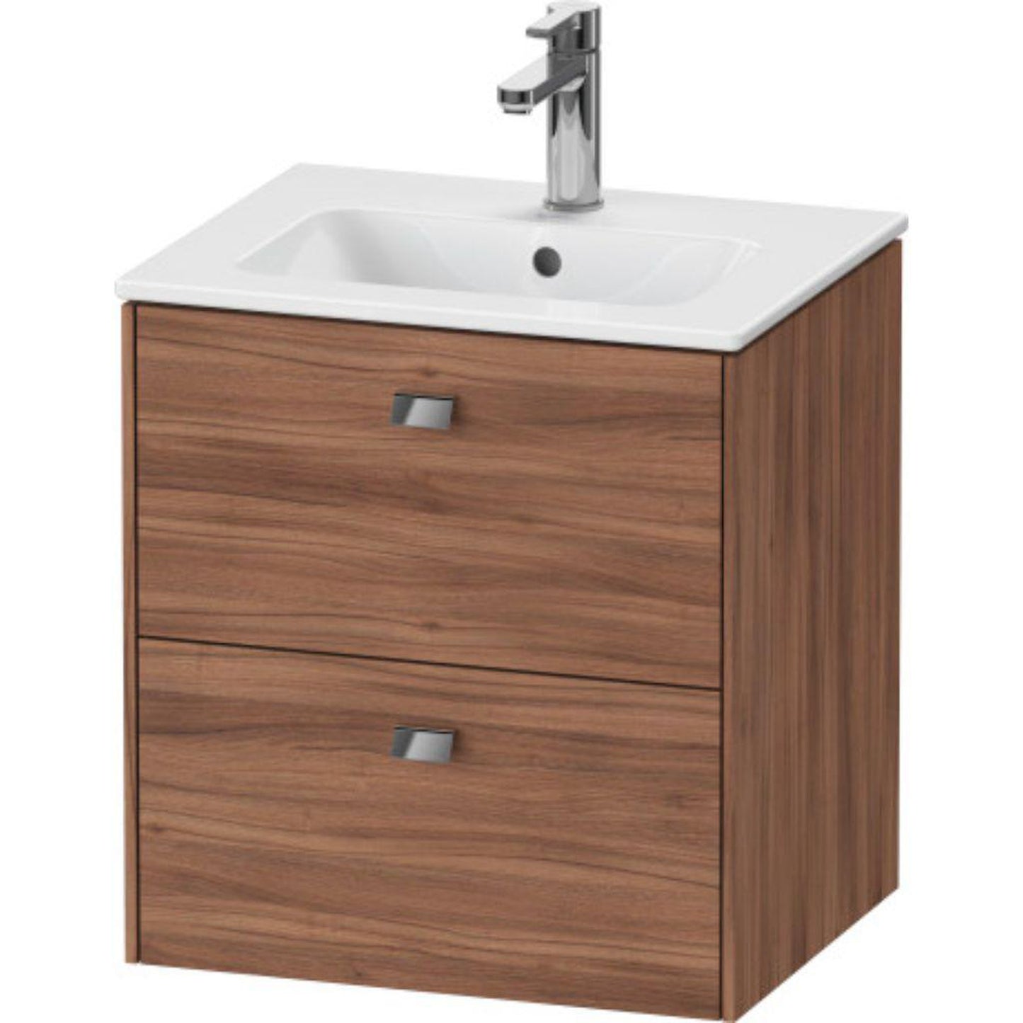 Duravit Brioso 20" x 22" x 16" Two Drawer Wall-Mount Vanity Unit in Natural Walnut and Chrome Handle
