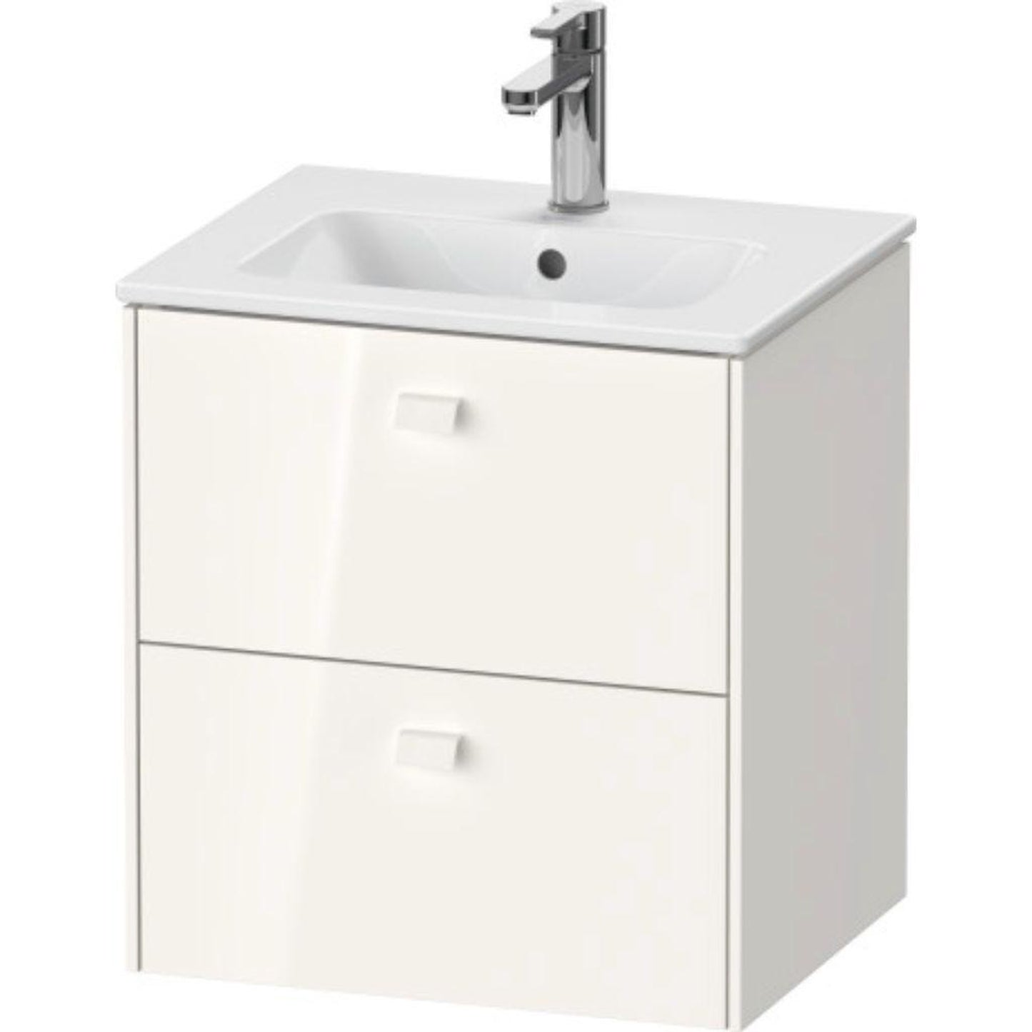 Duravit Brioso 20" x 22" x 16" Two Drawer Wall-Mount Vanity Unit in White High Gloss