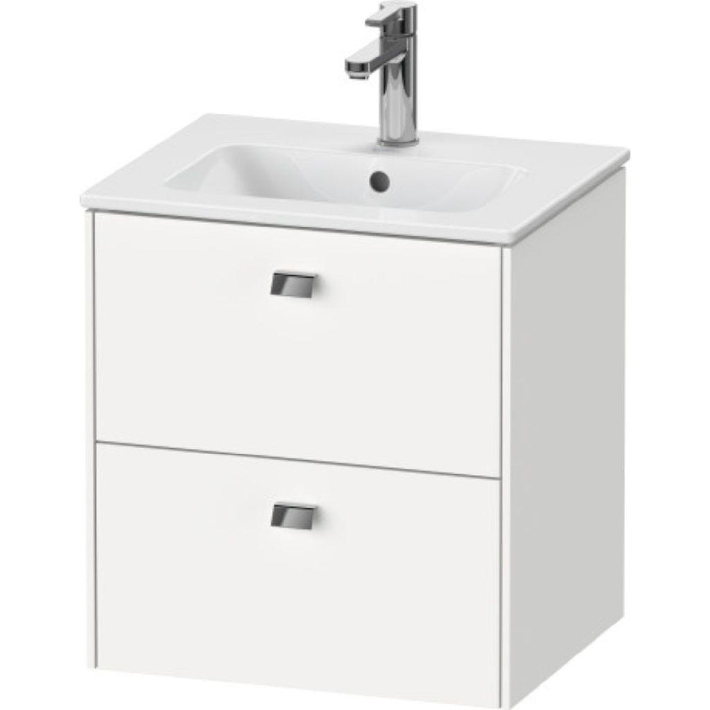 Duravit Brioso 20" x 22" x 16" Two Drawer Wall-Mount Vanity Unit in White Matt and Chrome Handle