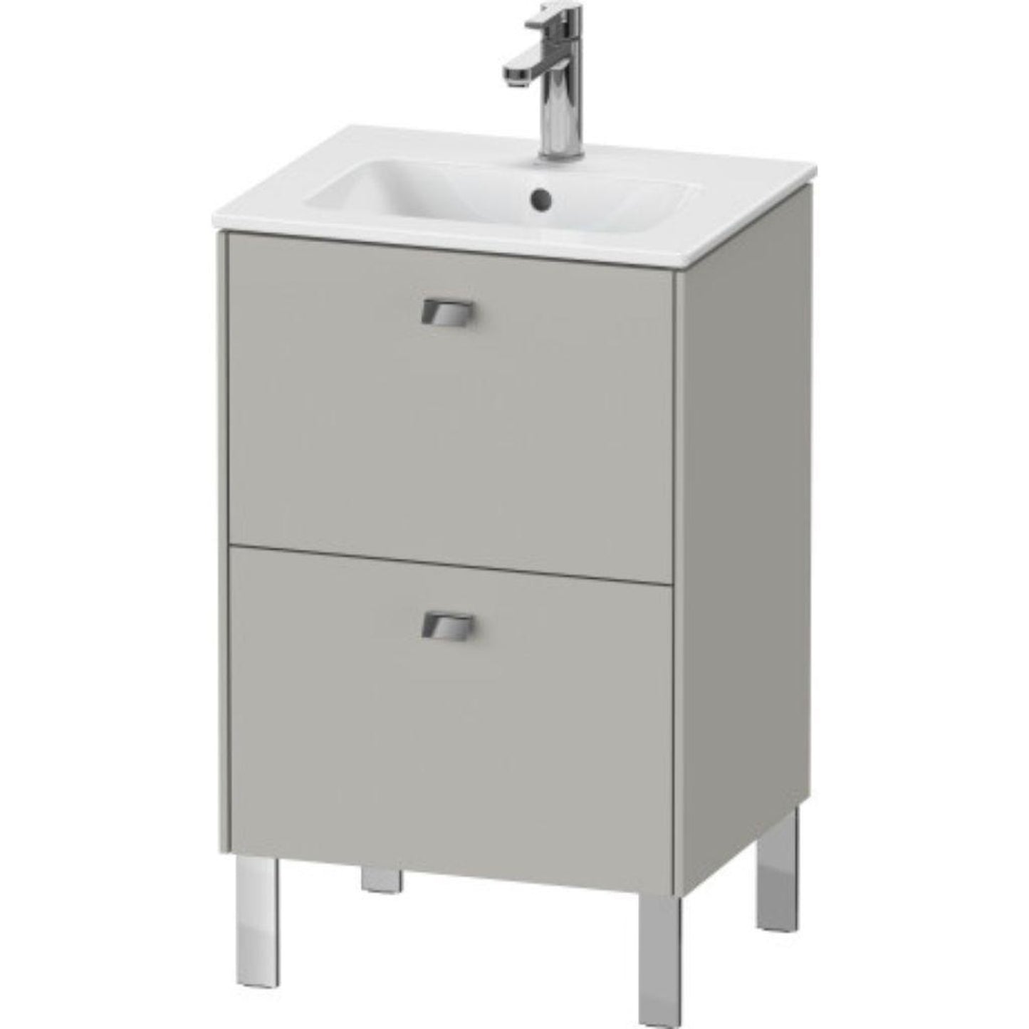 Duravit Brioso 20" x 27" x 16" Two Drawer Floor Standing Vanity Unit in Concrete Grey Matt and Chrome Handle