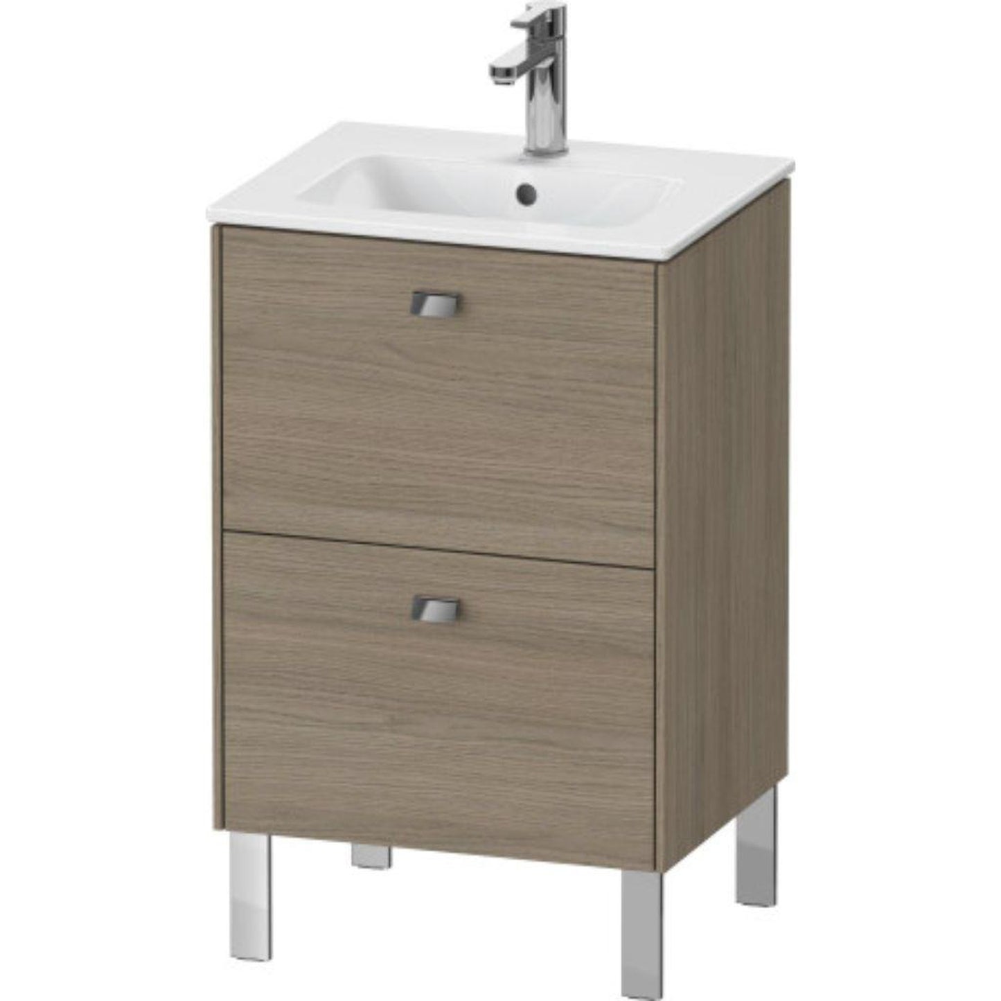 Duravit Brioso 20" x 27" x 16" Two Drawer Floor Standing Vanity Unit in Oak Terra and Chrome Handle