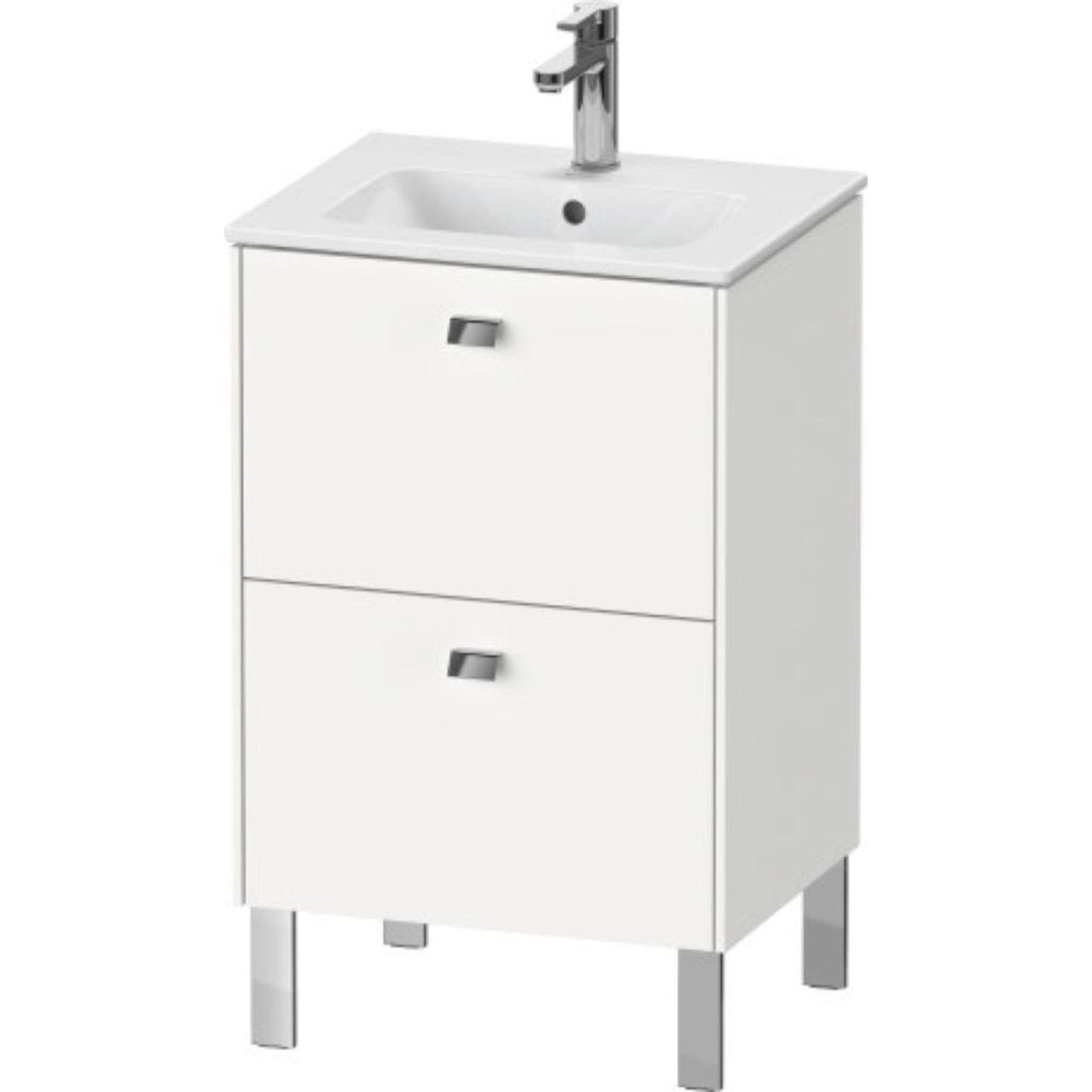 Duravit Brioso 20" x 27" x 16" Two Drawer Floor Standing Vanity Unit in White Matt and Chrome Handle