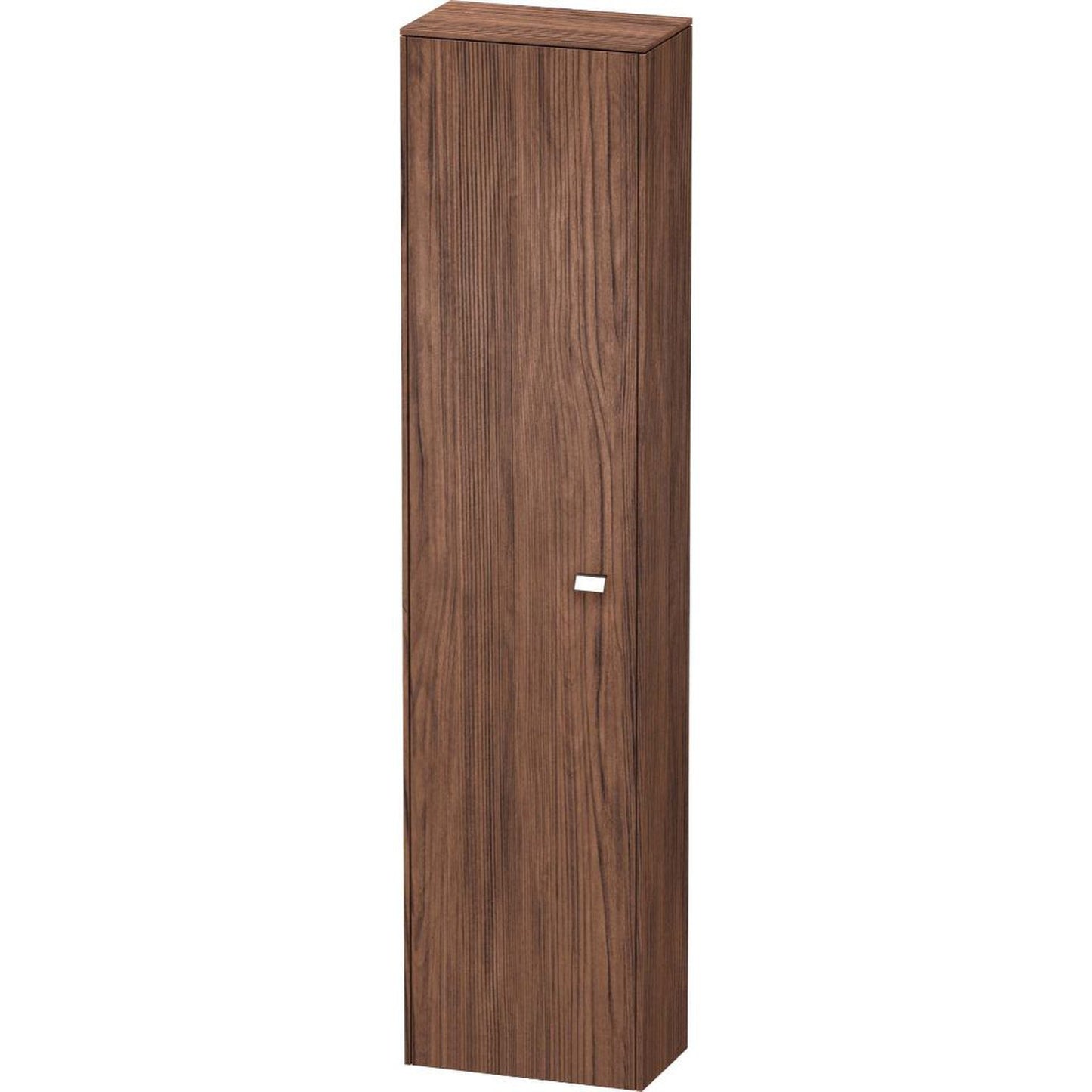 Duravit Brioso 20" x 79" x 14" Tall Cabinet With Left Door in Walnut Dark and Chrome Handle