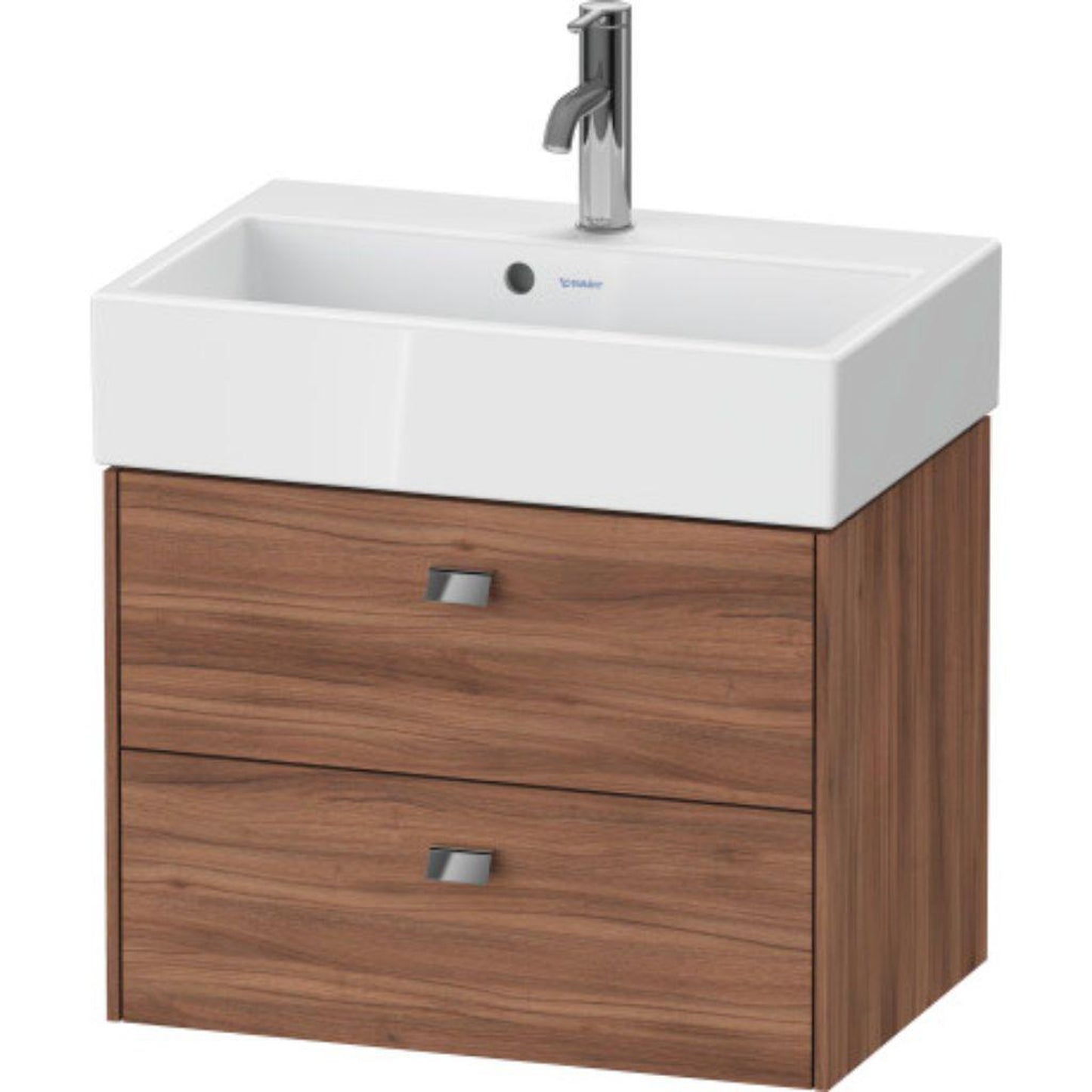 Duravit Brioso 23" x 17" x 15" Two Drawer Wall-Mount Vanity Unit in Natural Walnut and Chrome Handle