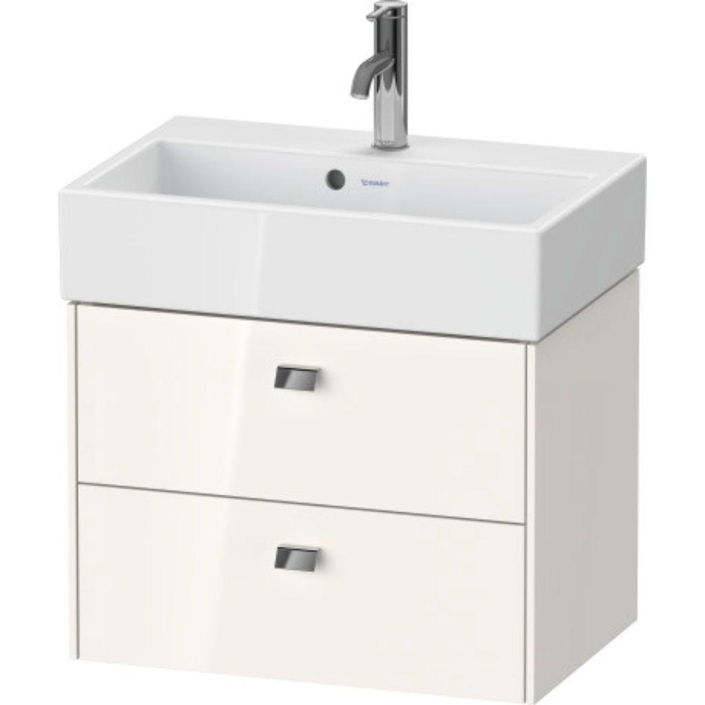 Duravit Brioso 23" x 17" x 15" Two Drawer Wall-Mount Vanity Unit in White High Gloss and Chrome Handle