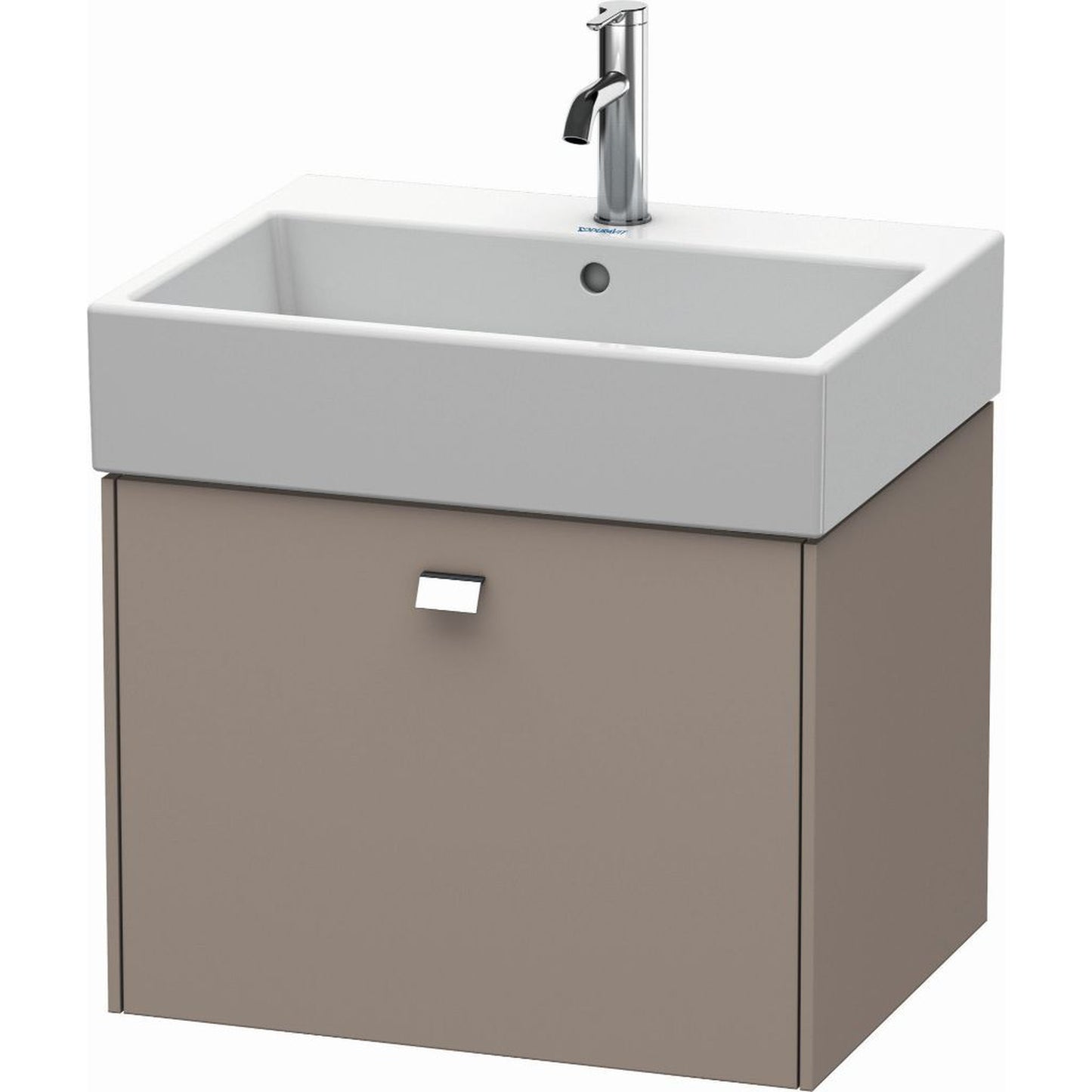 Duravit Brioso 23" x 17" x 18" One Drawer Wall-Mount Vanity Unit in Basalt Matt and Chrome Handle