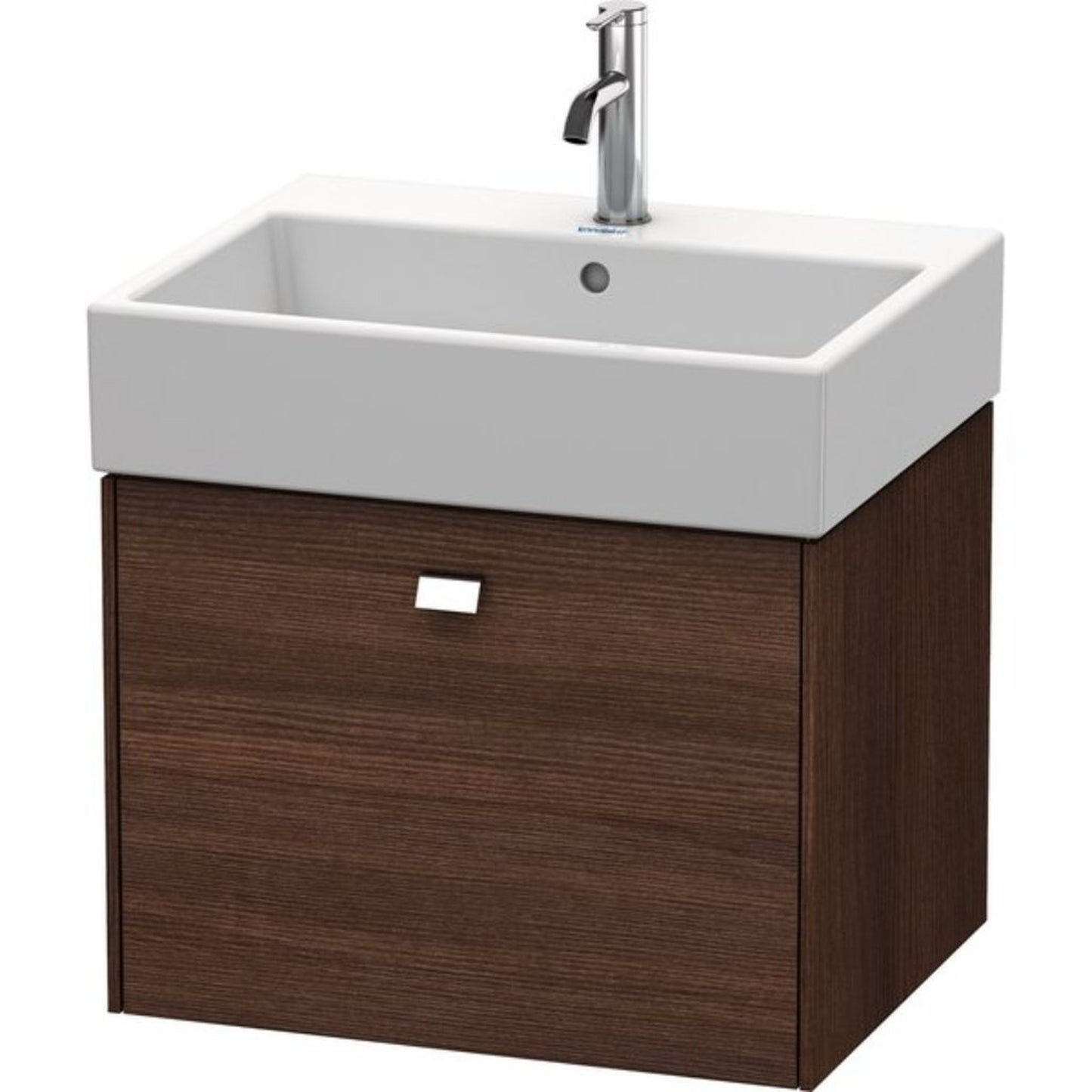Duravit Brioso 23" x 17" x 18" One Drawer Wall-Mount Vanity Unit in Chestnut Dark and Chrome Handle