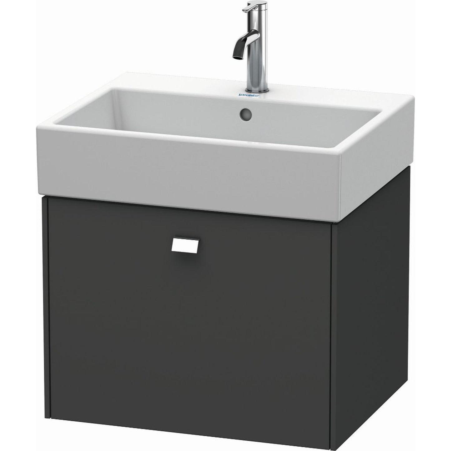 Duravit Brioso 23" x 17" x 18" One Drawer Wall-Mount Vanity Unit in Graphite Matt and Chrome Handle