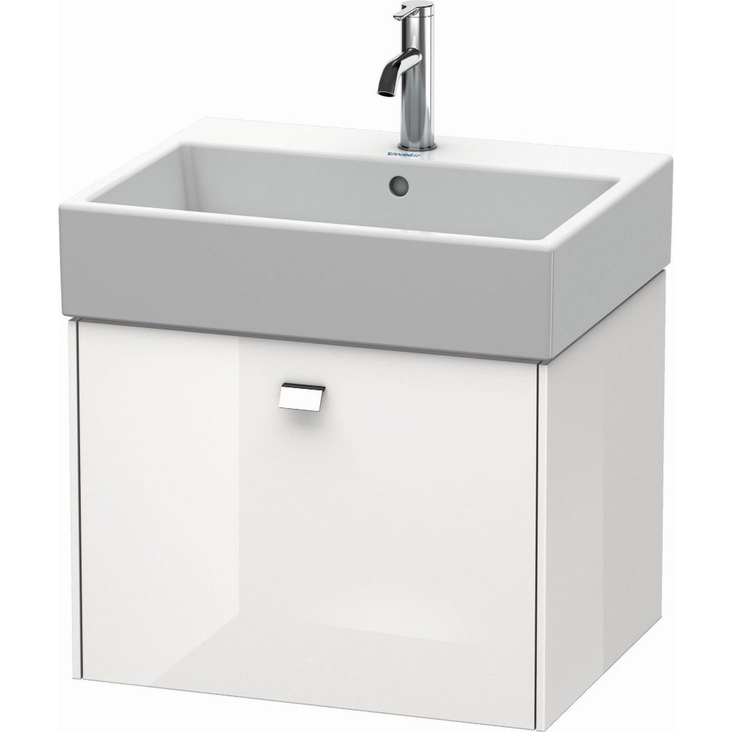 Duravit Brioso 23" x 17" x 18" One Drawer Wall-Mount Vanity Unit in White High Gloss and Chrome Handle