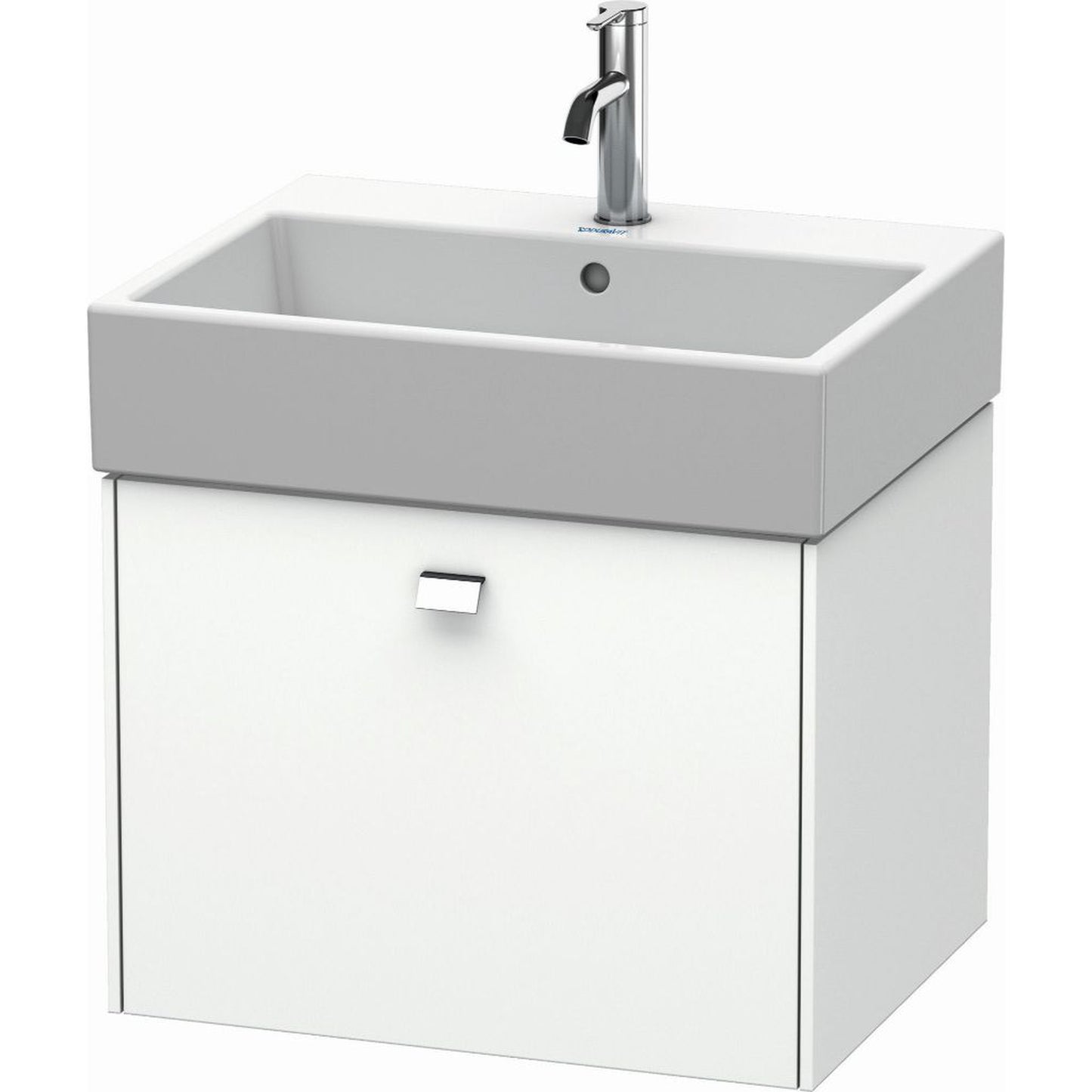 Duravit Brioso 23" x 17" x 18" One Drawer Wall-Mount Vanity Unit in White Matt and Chrome Handle