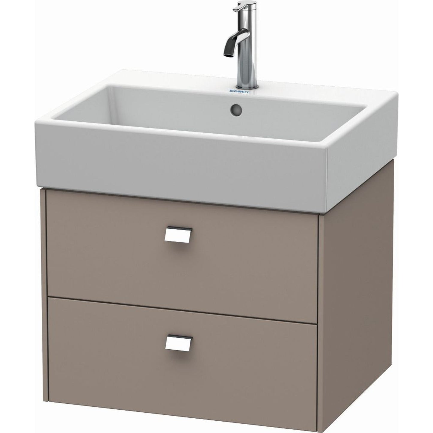 Duravit Brioso 23" x 17" x 18" Two Drawer Wall-Mount Vanity Unit in Basalt Matt and Chrome Handle
