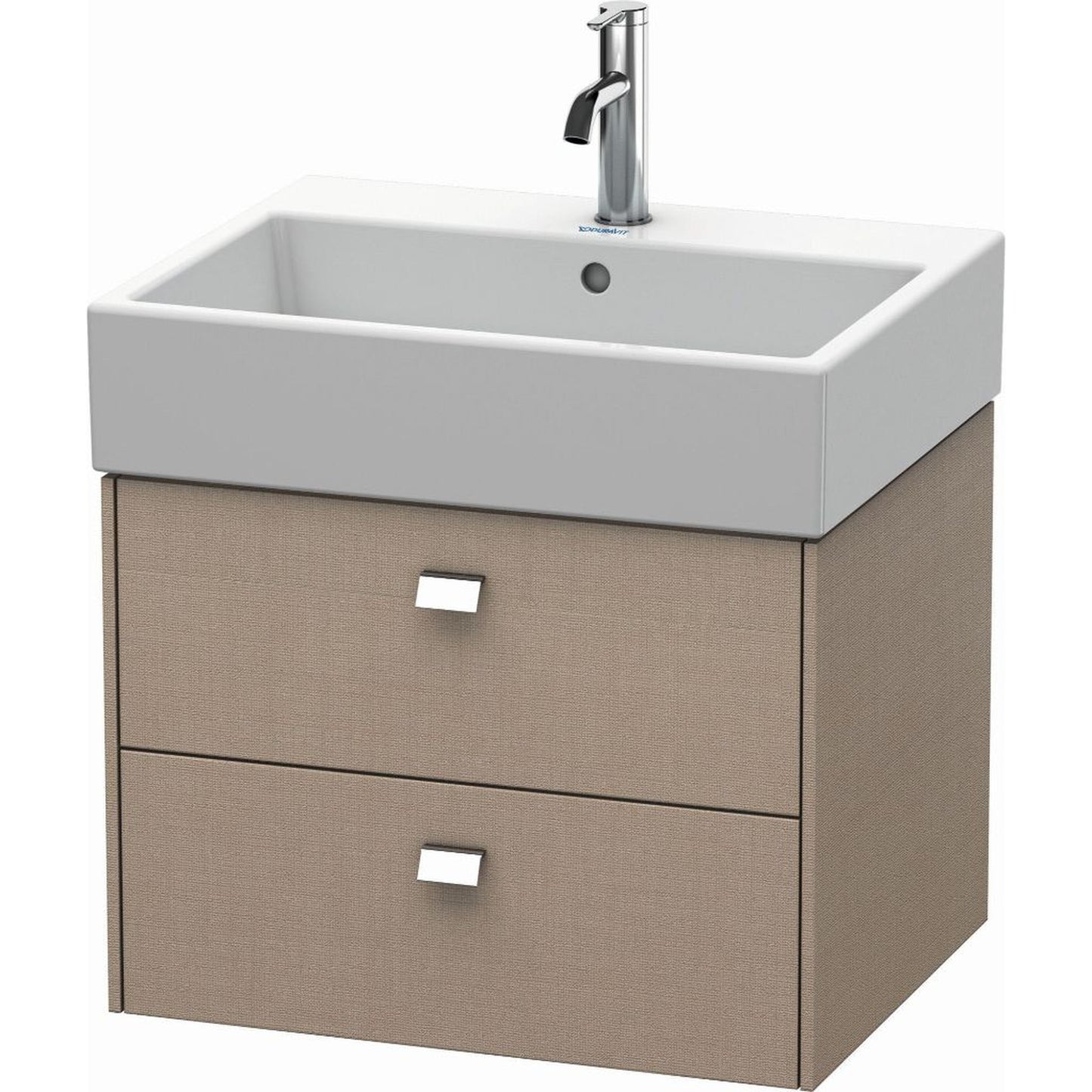 Duravit Brioso 23" x 17" x 18" Two Drawer Wall-Mount Vanity Unit in Linen and Chrome Handle
