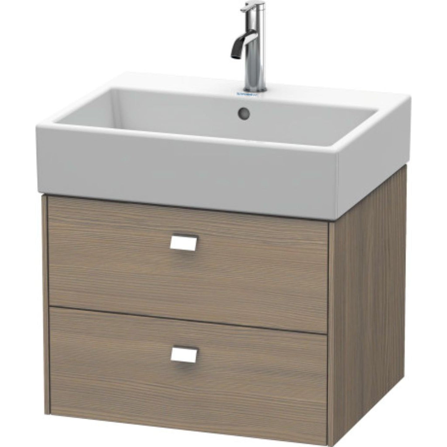 Duravit Brioso 23" x 17" x 18" Two Drawer Wall-Mount Vanity Unit in Oak Terra and Chrome Handle