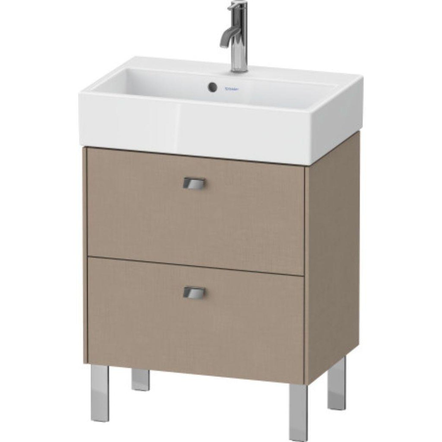 Duravit Brioso 23" x 22" x 15" Two Drawer Floor Standing Vanity Unit in Linen and Chrome Handle