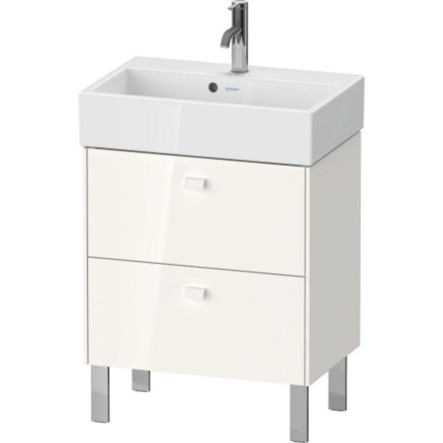 Duravit Brioso 23" x 22" x 15" Two Drawer Floor Standing Vanity Unit in White High Gloss