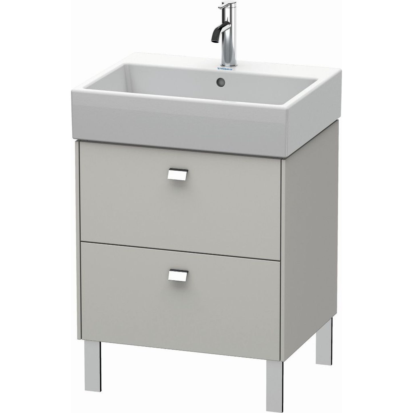 Duravit Brioso 23" x 22" x 18" Two Drawer Floor Standing Vanity Unit in Concrete Grey Matt and Chrome Handle