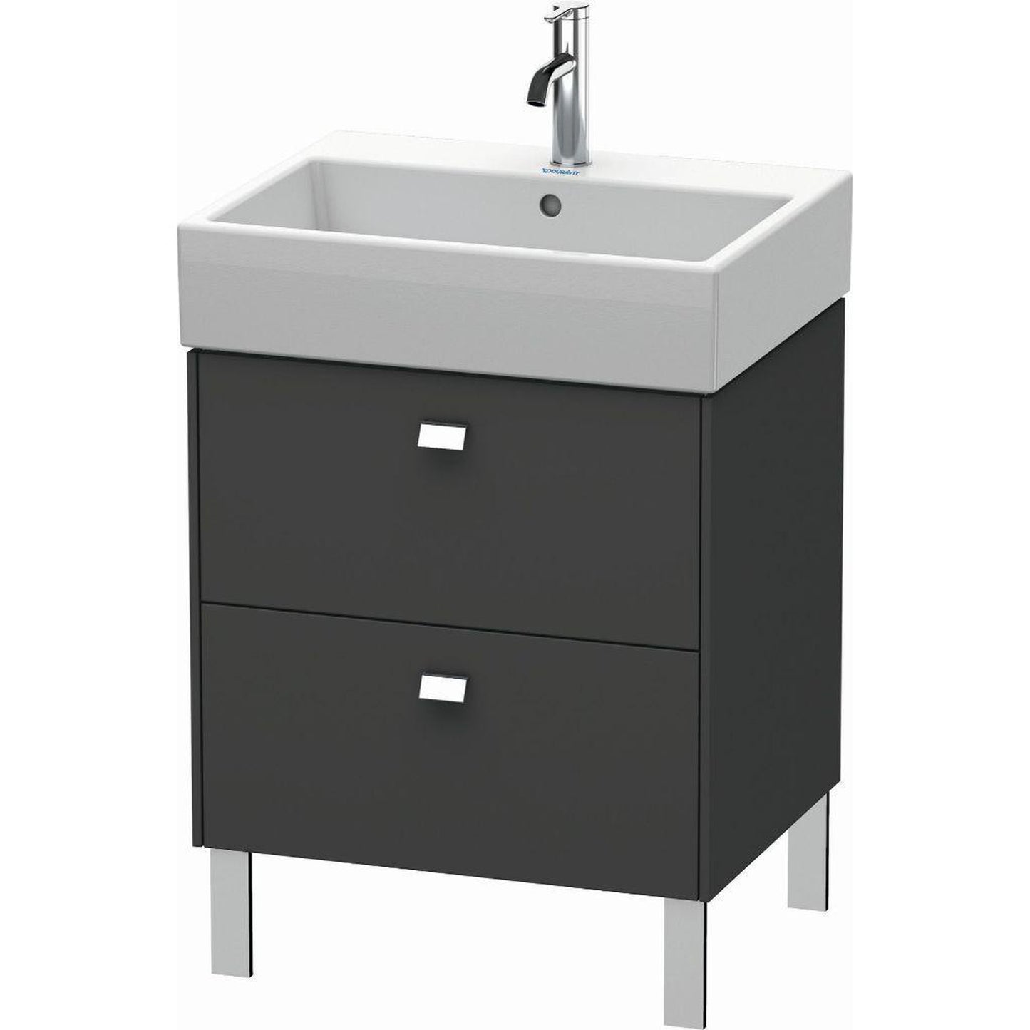 Duravit Brioso 23" x 22" x 18" Two Drawer Floor Standing Vanity Unit in Graphite Matt and Chrome Handle