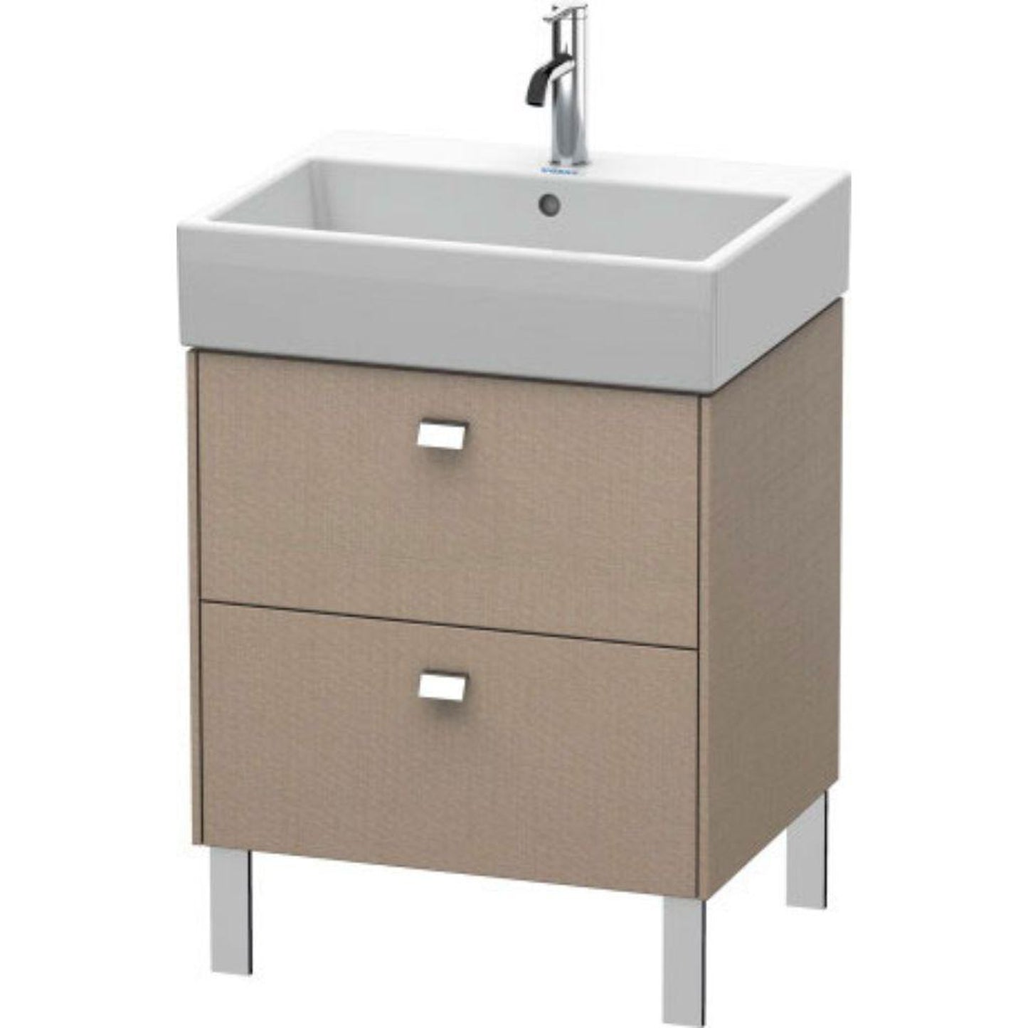 Duravit Brioso 23" x 22" x 18" Two Drawer Floor Standing Vanity Unit in Linen and Chrome Handle