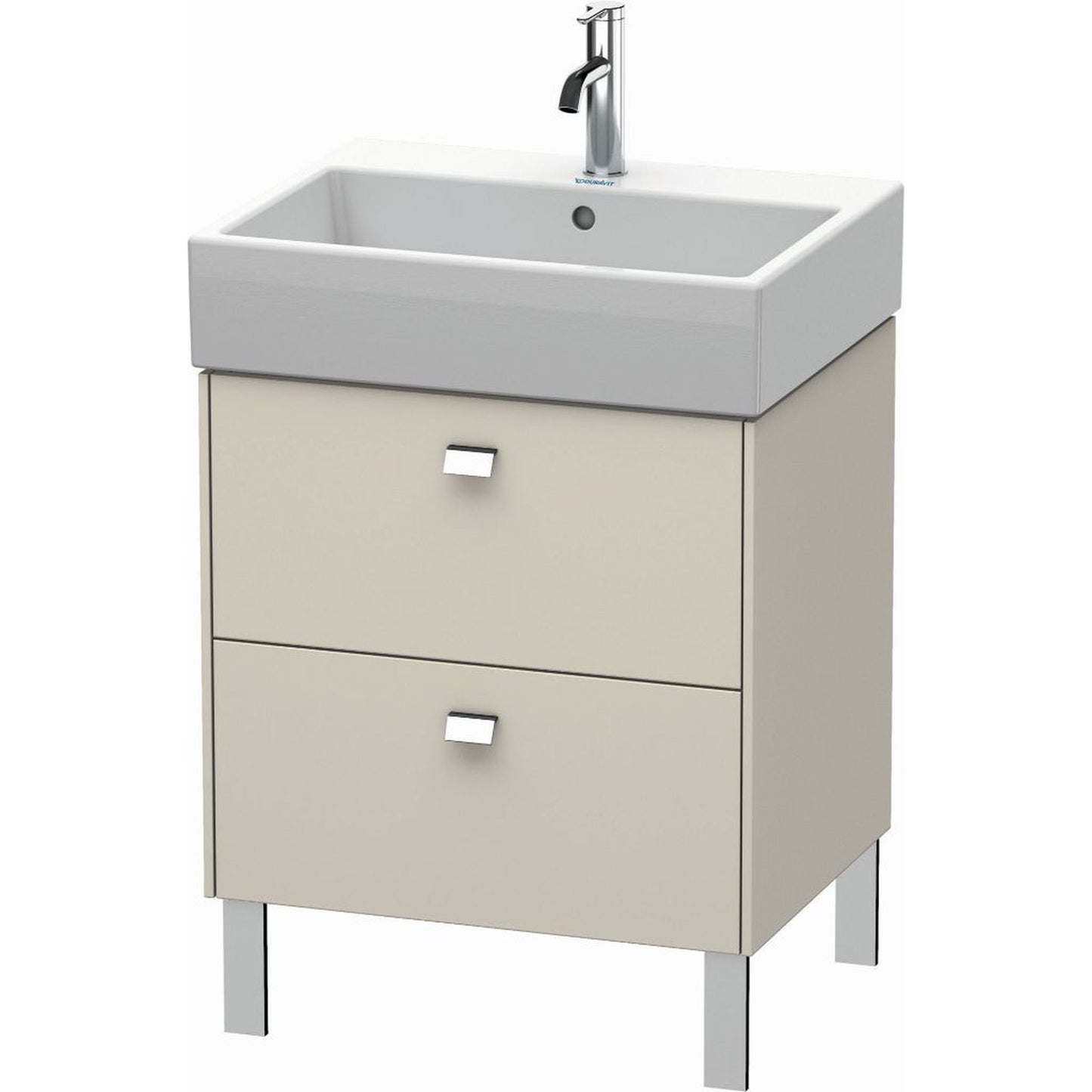 Duravit Brioso 23" x 22" x 18" Two Drawer Floor Standing Vanity Unit in Taupe and Chrome Handle