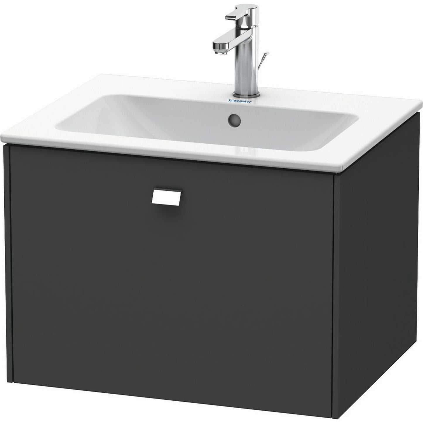 Duravit Brioso 24" x 17" x 19" One Drawer Wall-Mount Vanity Unit in Graphite Matt and Chrome Handle