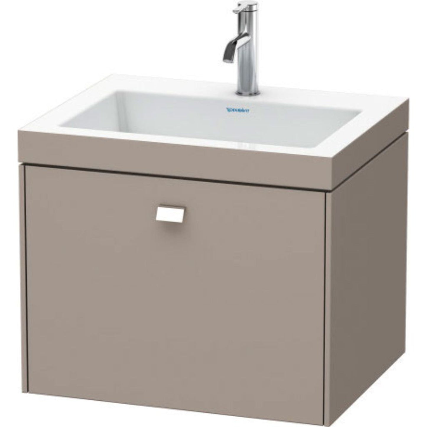 Duravit Brioso 24" x 20" x 19" One Drawer C-Bonded Wall-Mount Vanity Kit With One Tap Hole in Basalt Matt and Chrome Handle